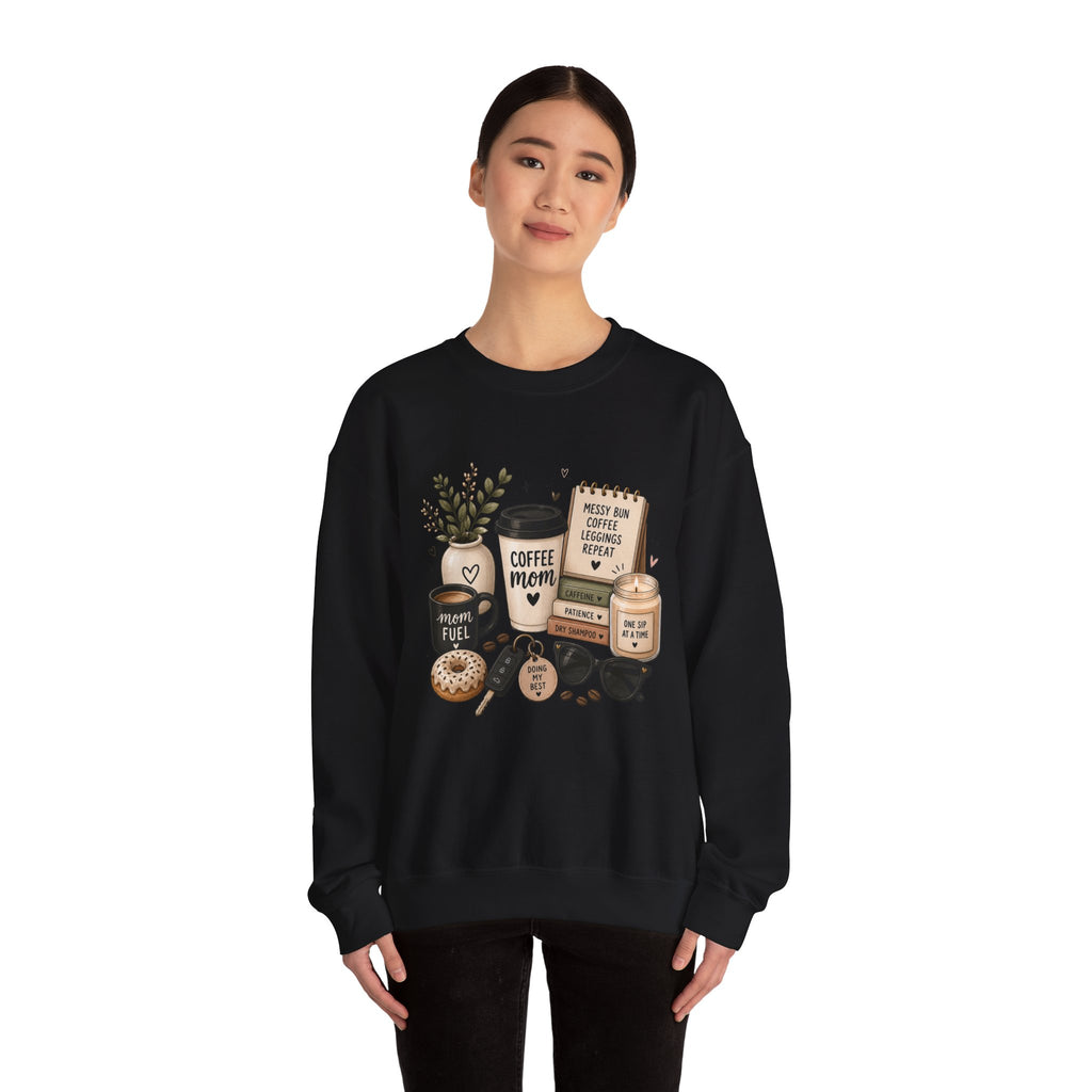 Coffee Mom Crewneck Sweatshirt — Cozy Morning Coffee Lover Graphic