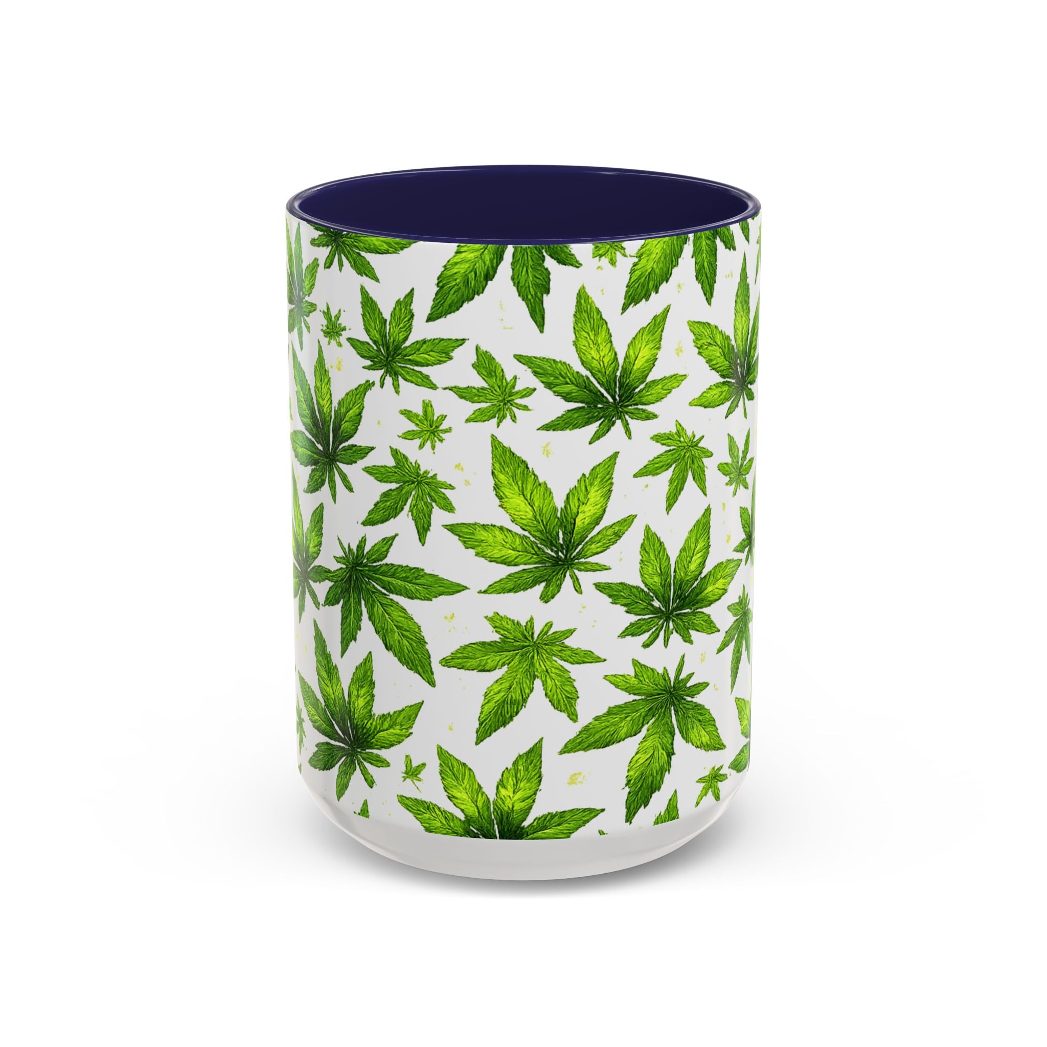 Cannabis Leaf Pattern Accent Coffee Mug – 11/15oz Ceramic
