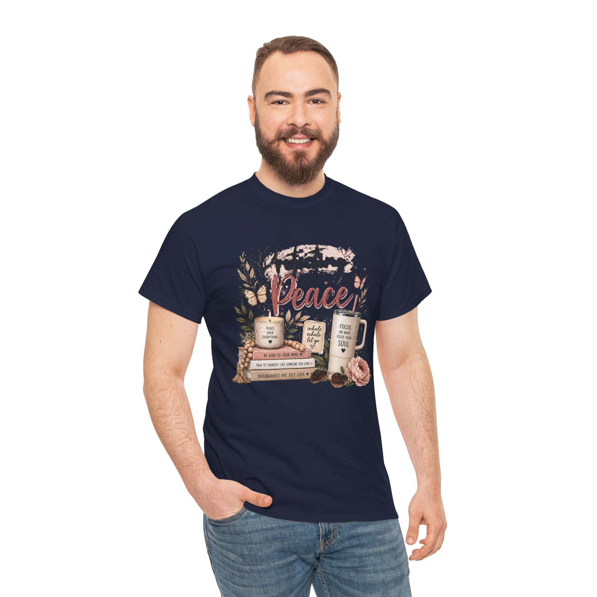 Protecting My Peace T-Shirt — Cozy Floral Coffee & Book Graphic Tee