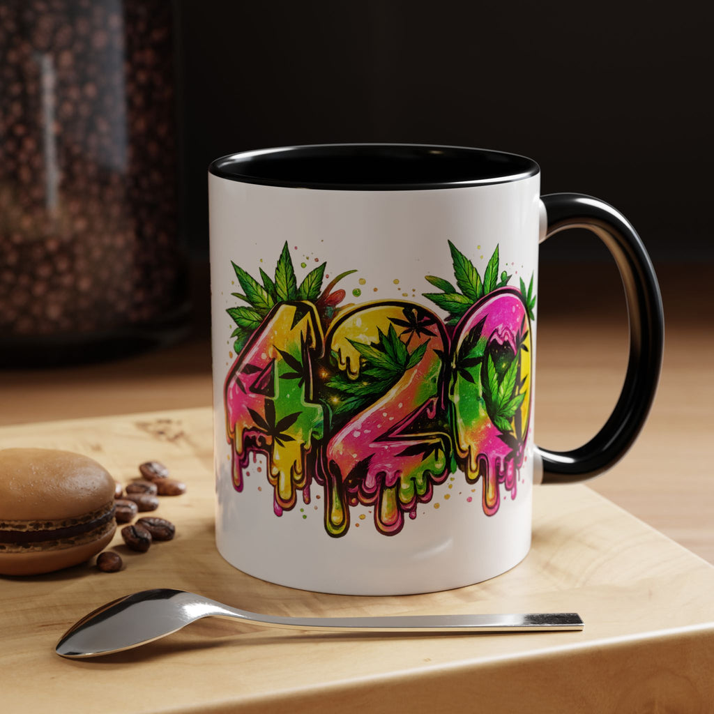 420 Drip Coffee Mug — Colorful Cannabis Stoner Art Accent Mug (11/15oz)