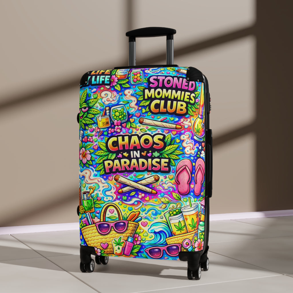 Chaos in Paradise Carry-On Suitcase — Colorful Stoner Mommies Club Travel Luggage