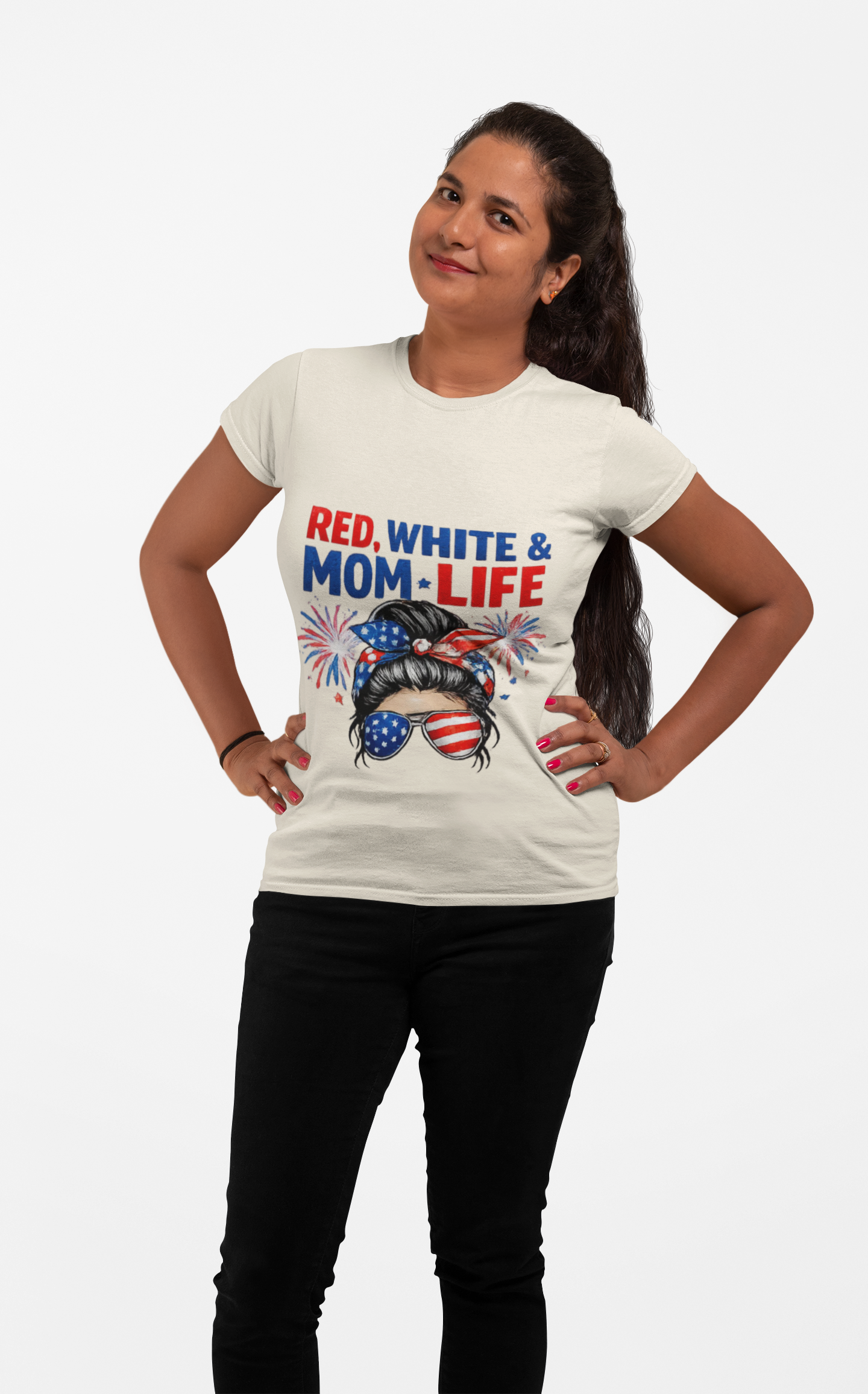 Mom Life USA T-Shirt — "Red, White & Mom Life" Patriotic Fourth of July Tee