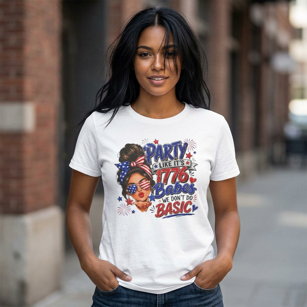 1776 Party Vibes Tee — "Party Like It's 1776 Because We Don't Do Basic" Patriotic T-Shirt