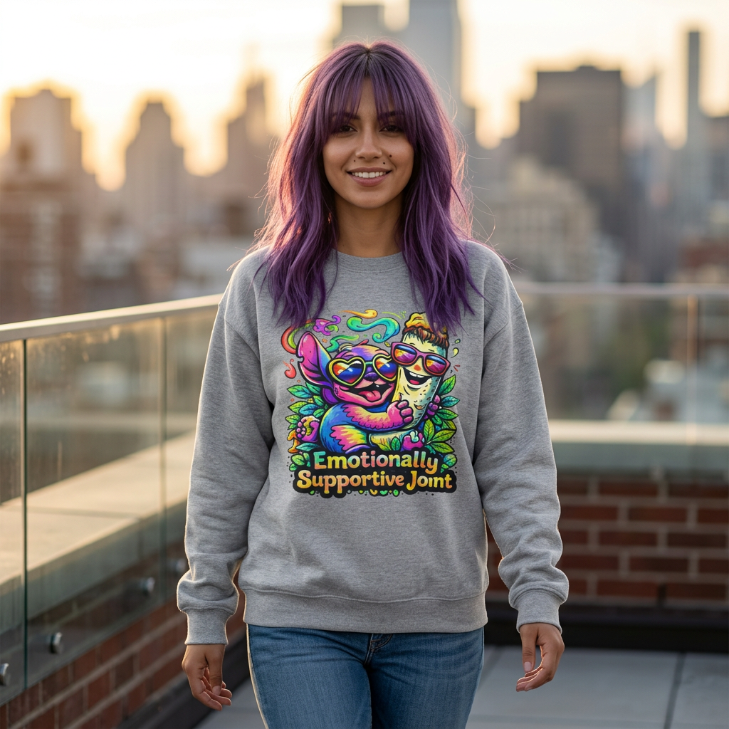 Emotionally Supportive Joint Sweatshirt — Cute Sloth & Joint Hug Graphic