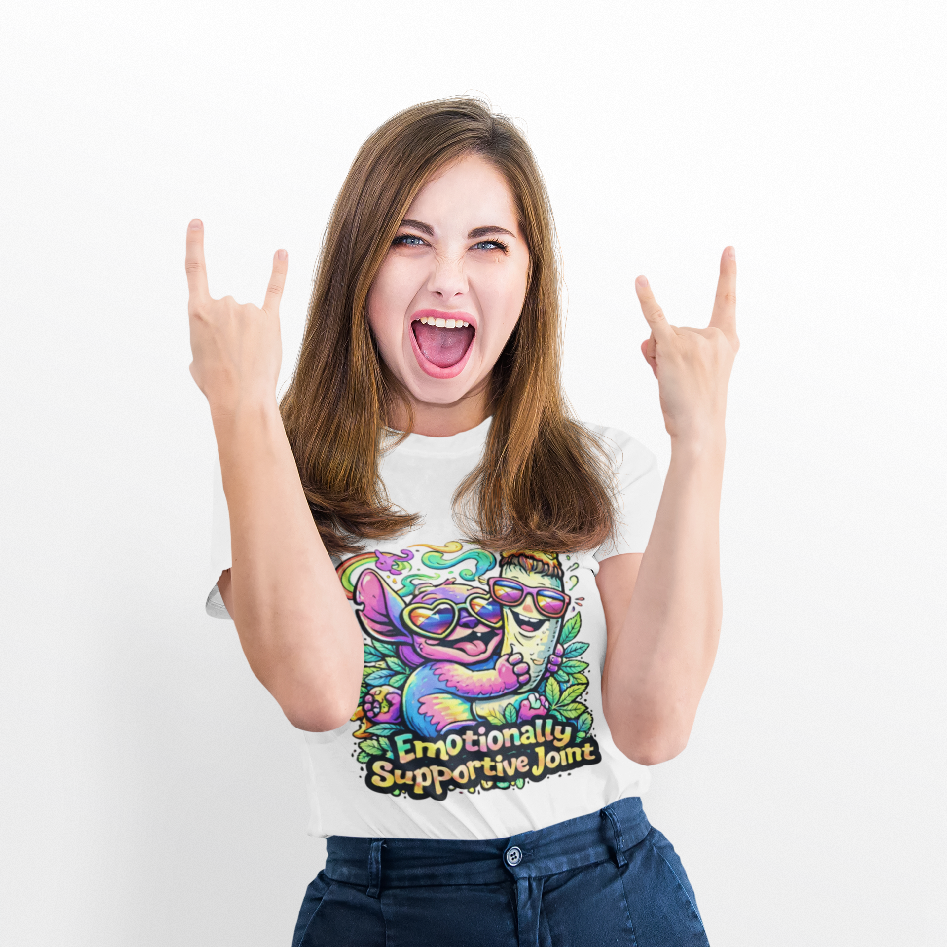 T-Shirt — "Emotionally Supportive Joint" Colorful Sloth & Ice Cream Graphic Tee