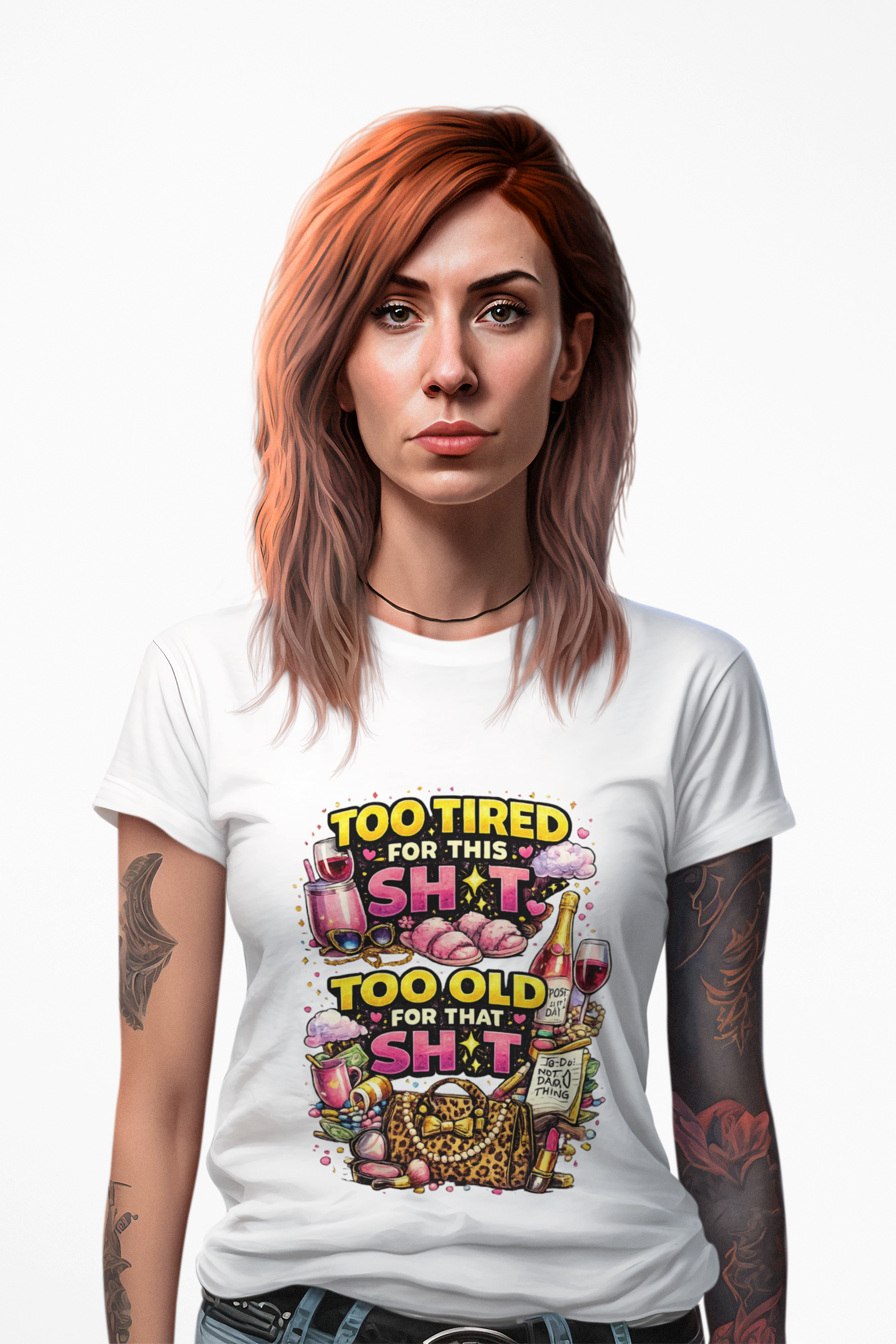 Funny Graphic Tee - "Too Tired for This Sh*t, Too Old for That Sh*t" Vintage Fitness Humor T-Shirt