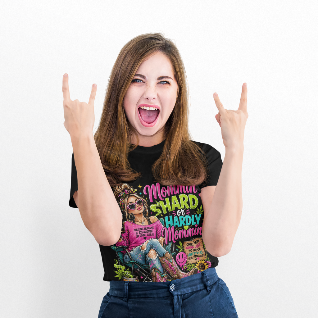 Mommin' Hard & Hardly Mommin' T-Shirt – Funny Mom Vacation Tee