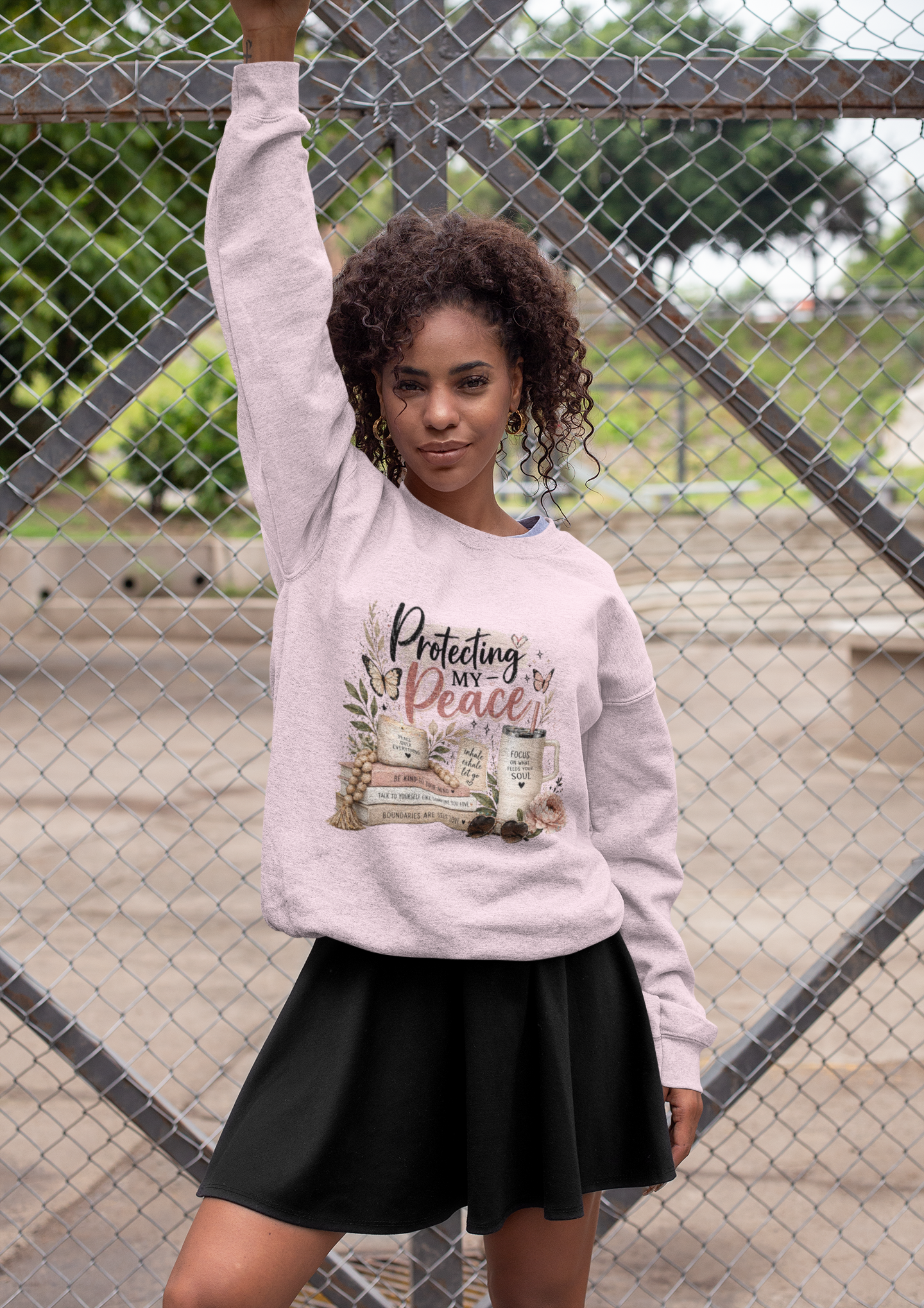 Crewneck Sweatshirt – "Protecting My Peace" Cozy Floral Graphic