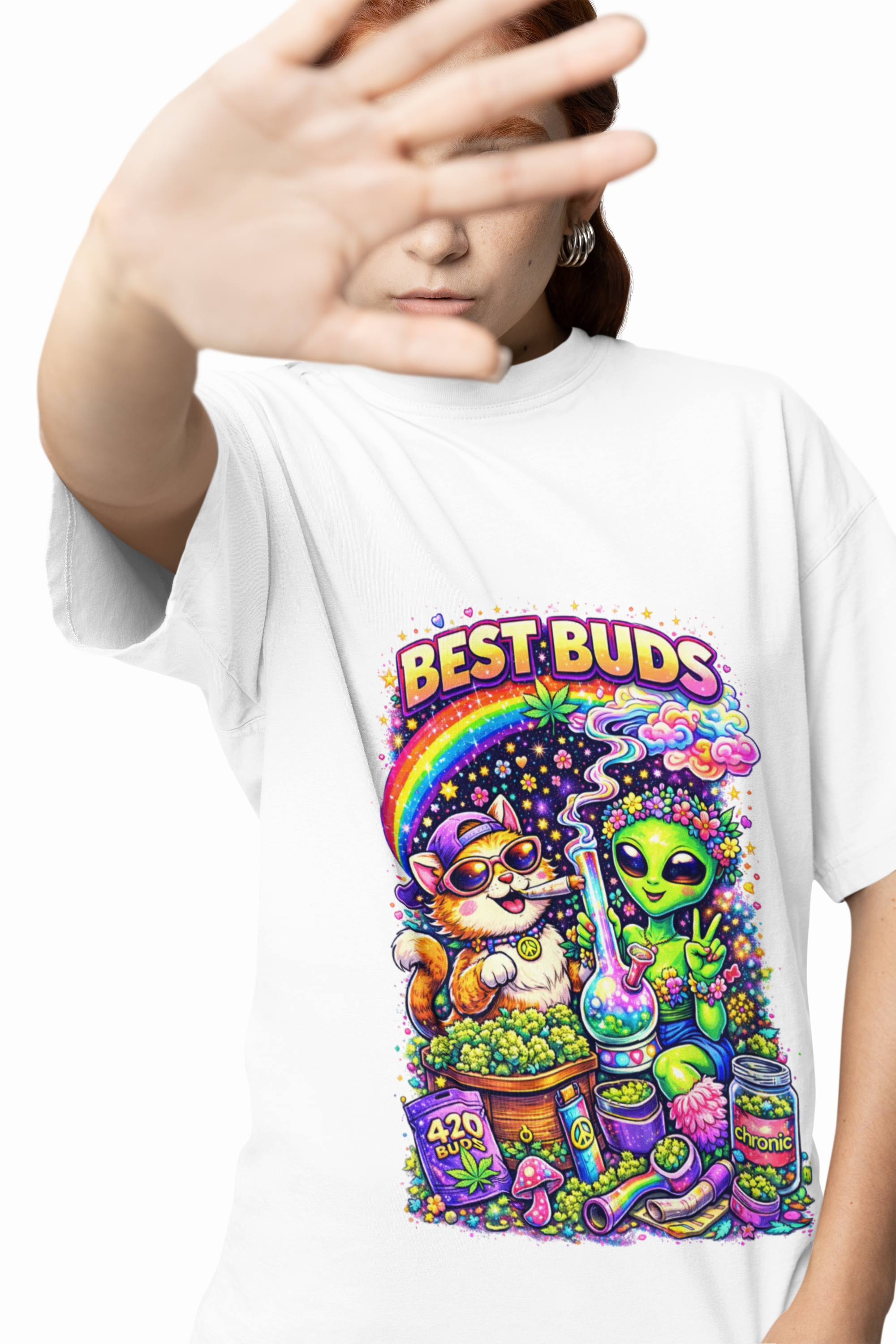 Graphic Tee — "Best Buds" Cute Alien & Mushroom Friends T-Shirt
