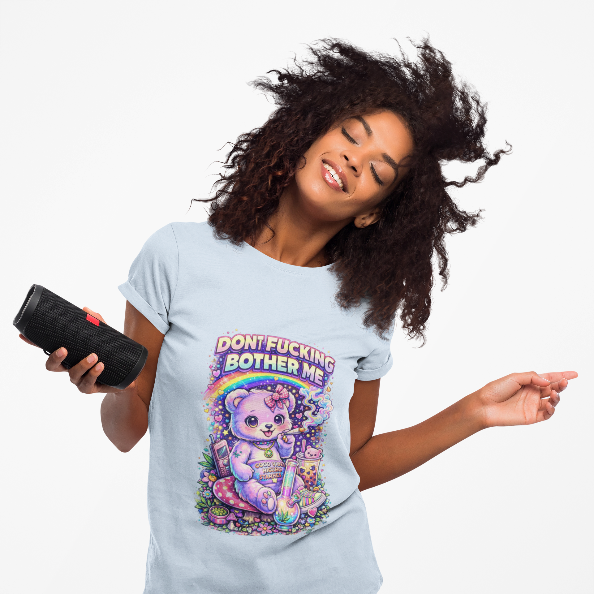 Don't Fucking Bother Me T-Shirt — Cute Retro Rainbow Bear Graphic Tee