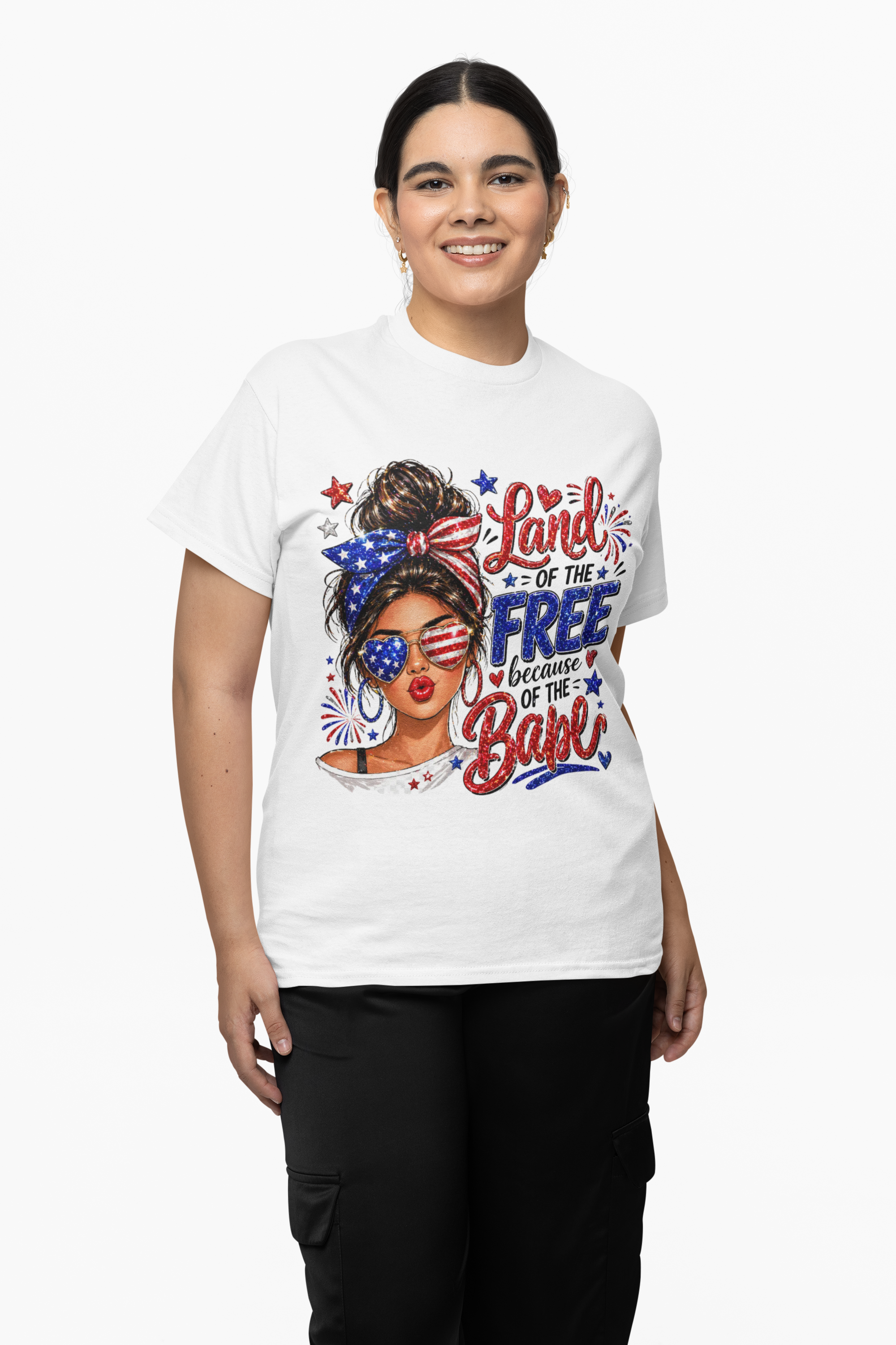 Patriotic Babe T-Shirt — “Land of the Free Because of the Babe” 4th of July Tee