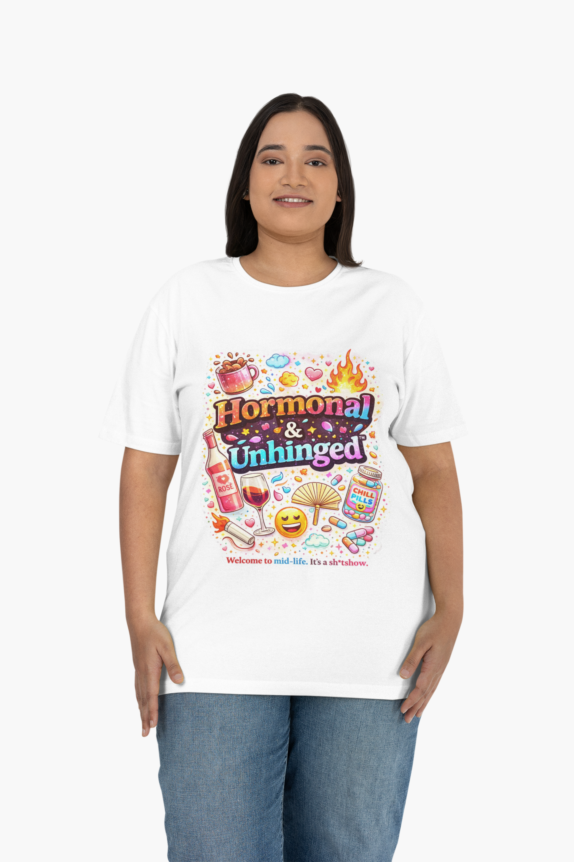 Hormonal & Unhinged T-Shirt — Funny Menopause/Period Humor Tee
