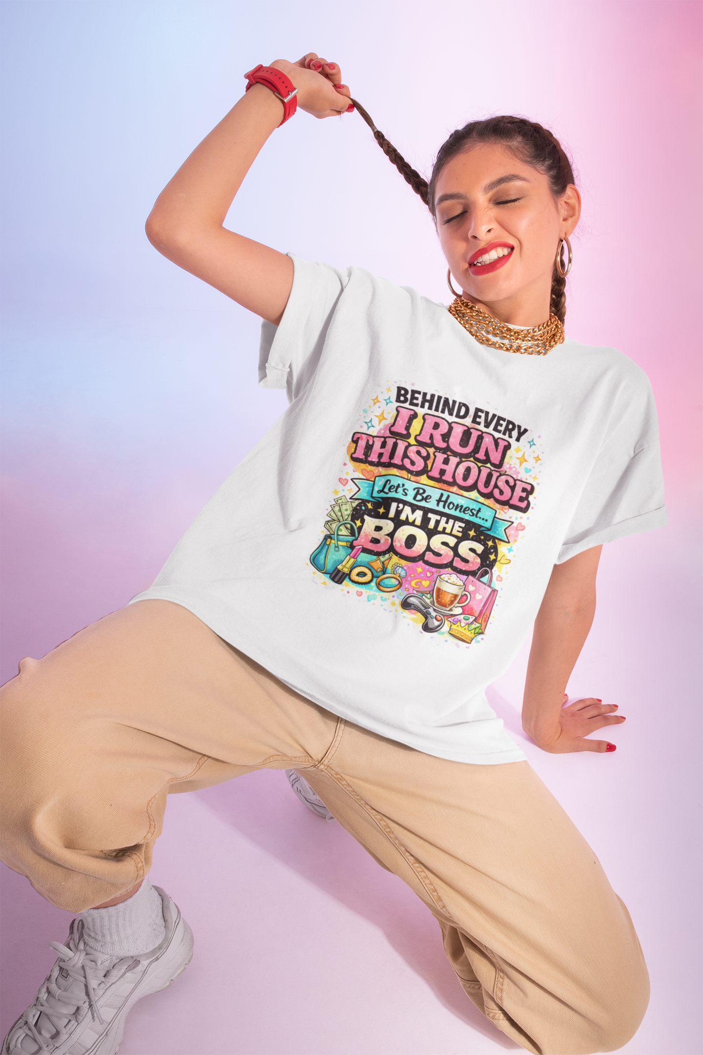 Graphic Tee — "Behind Every I Run This House (I’m The Boss)" Family Running Shirt