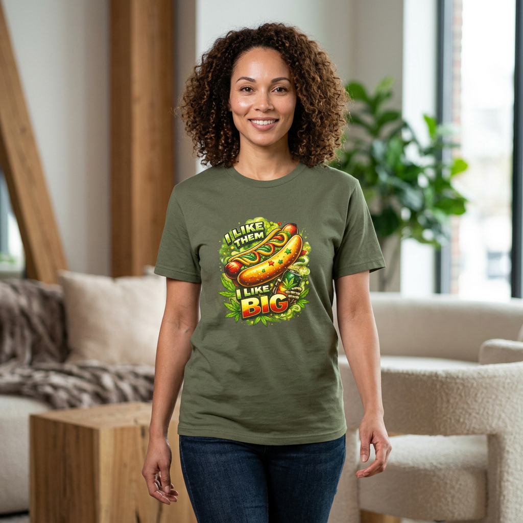T-Shirt — 'I Like Them Big' Hot Dog Graphic Tee — Funny BBQ & Summer Grill Shirt