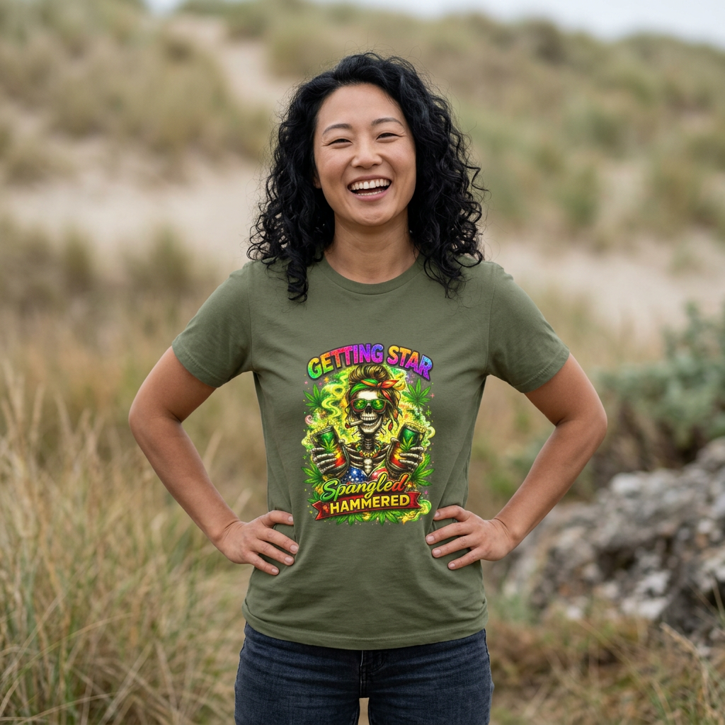 T-Shirt — "Getting Star Spangled & Hammered" Psychedelic Cannabis Holiday Tee