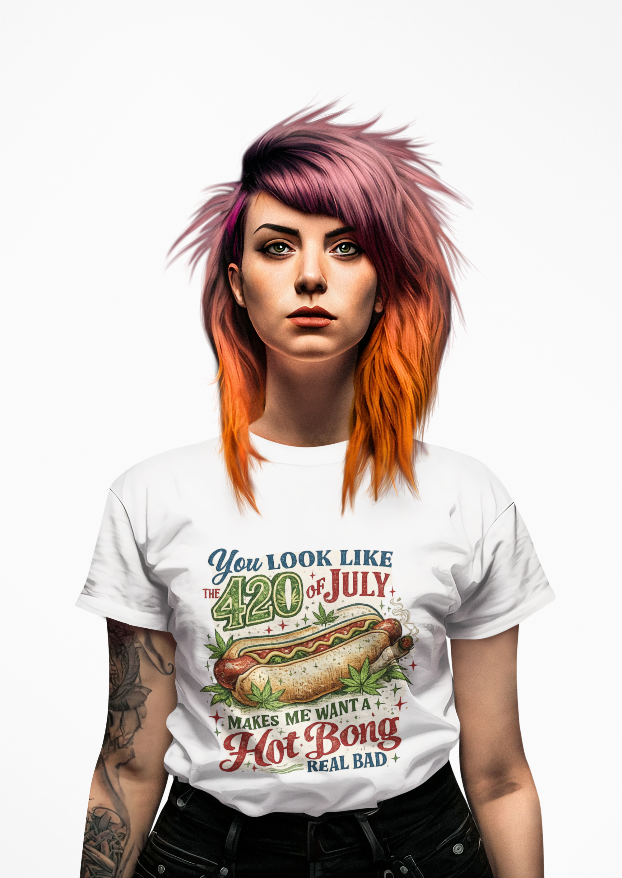 420 & July Hot Dog Graphic Tee – Funny Weed Holiday T‑Shirt