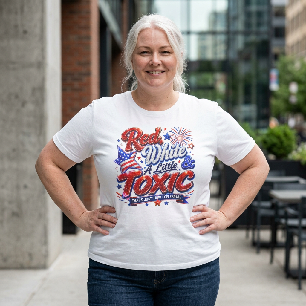 Red White & A Little Toxic Tee — Patriotic 4th of July Graphic T-Shirt