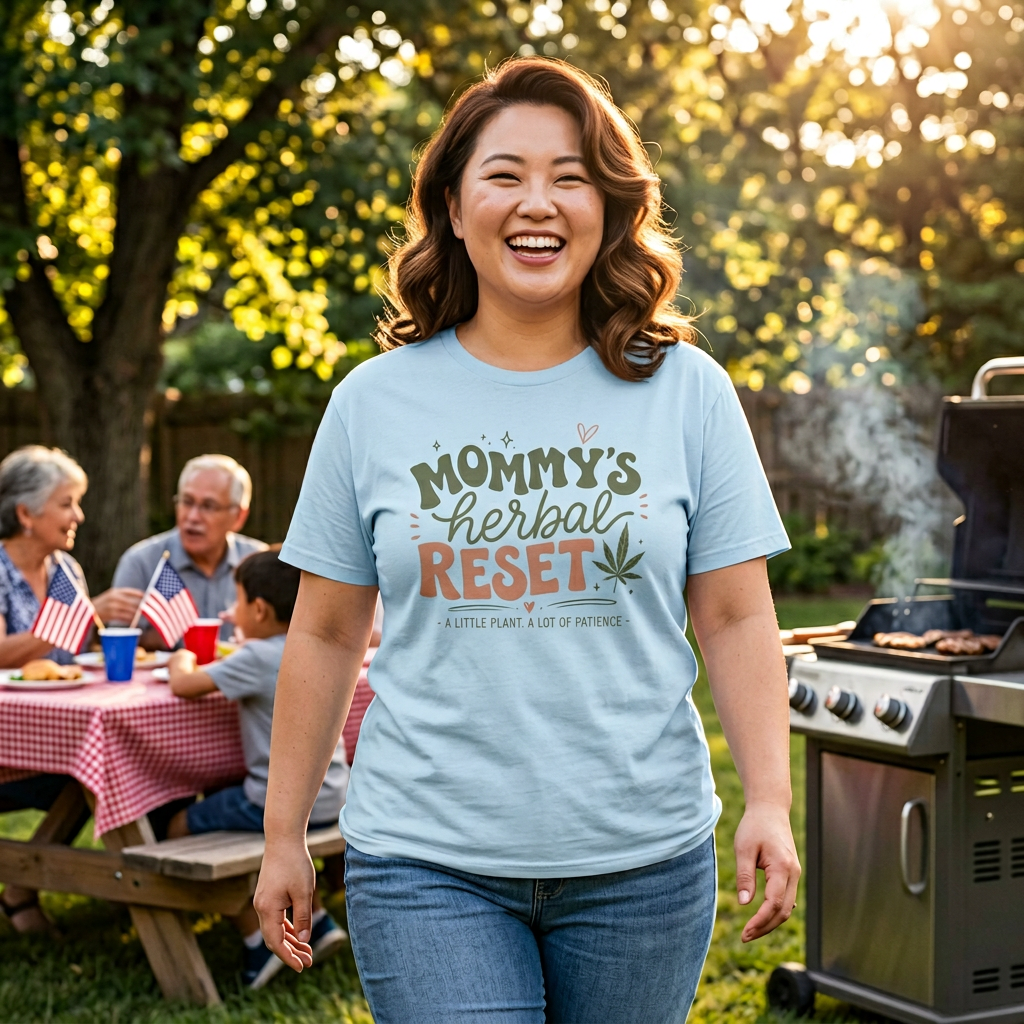 T-Shirt — "Mommy's Herbal Reset" Graphic Tee (Cannabis Plant Mom Shirt)