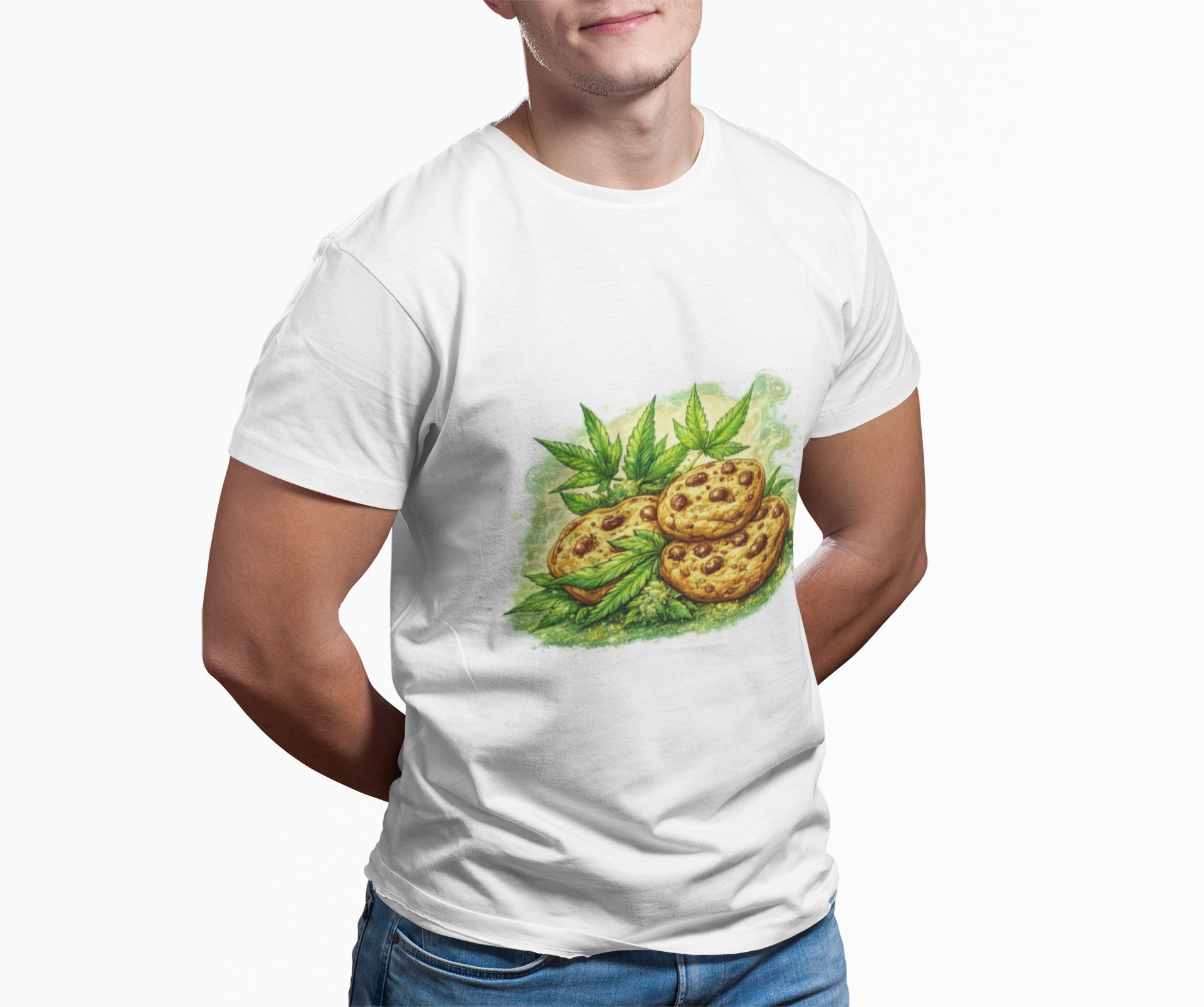 Cookie & Basil Garden Tee — Cute Baked Goods Illustration T-Shirt