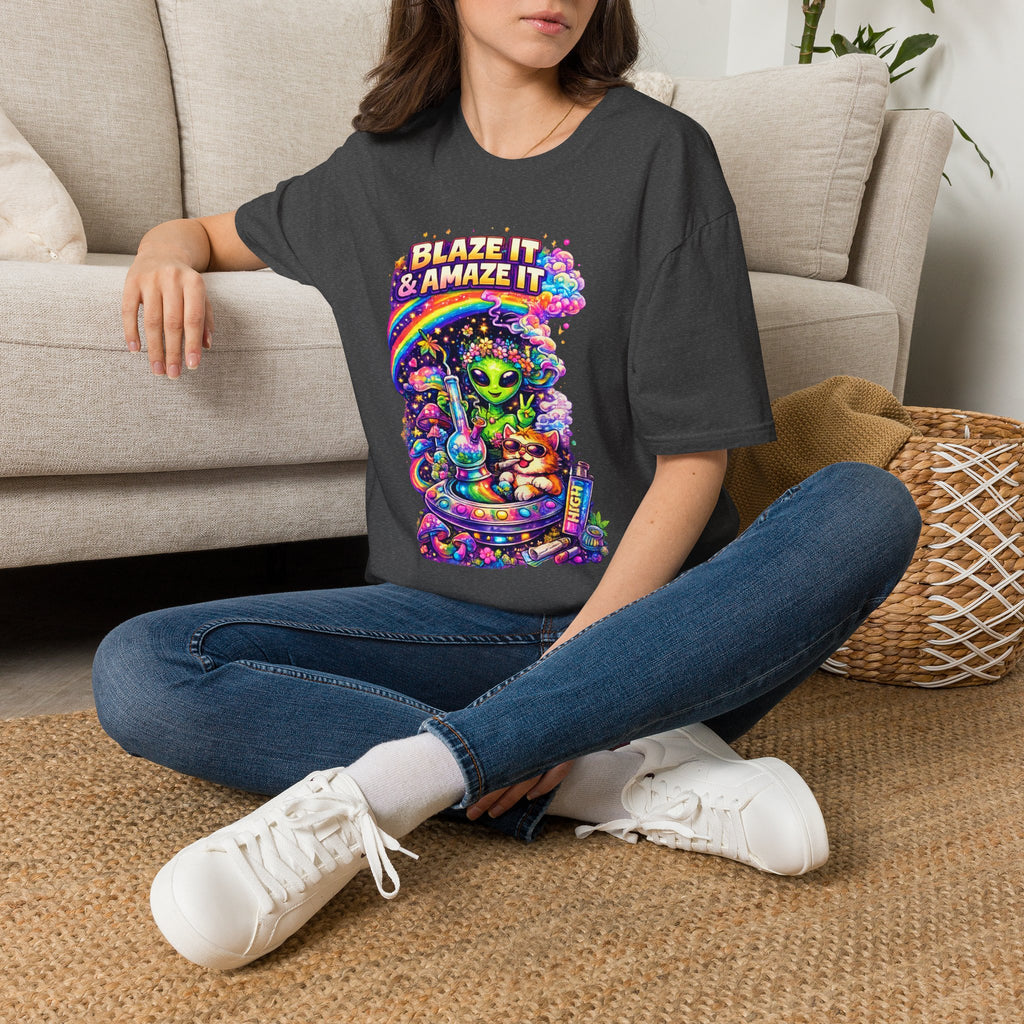 Alien Rainbow Tee - "Blaze It & Amaze It" Psychedelic Graphic T-Shirt