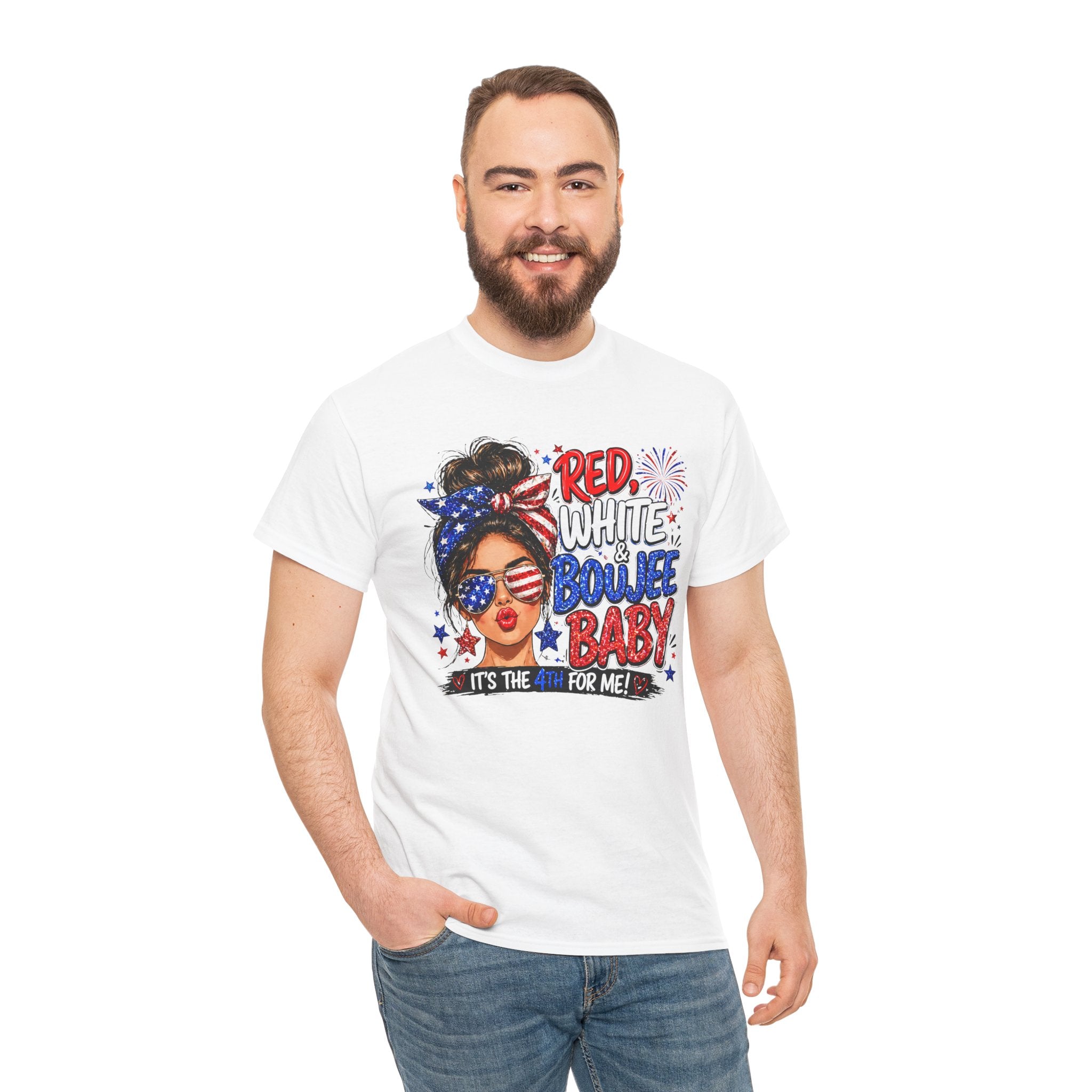 Patriotic 'Red White Boujee Baby' Tee – 4th of July Women's Graphic Shirt