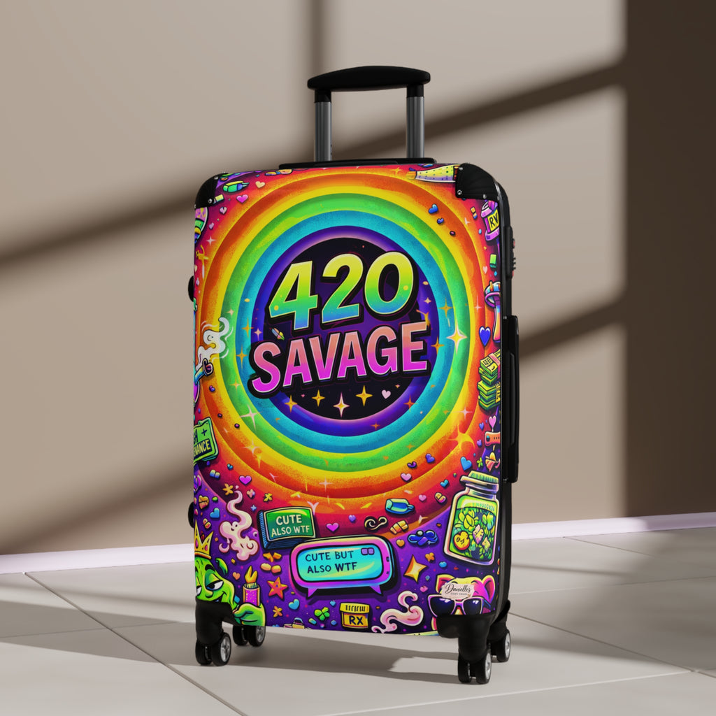 Suitcase — 420 Savage Colorful Rolling Luggage (Psychedelic Rainbow Travel Case)
