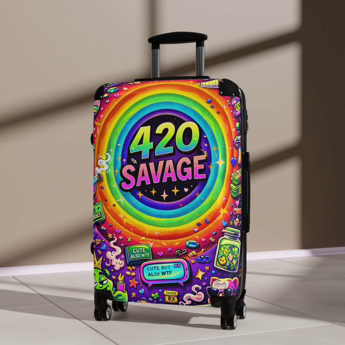 Suitcase — 420 Savage Colorful Rolling Luggage (Psychedelic Rainbow Travel Case)
