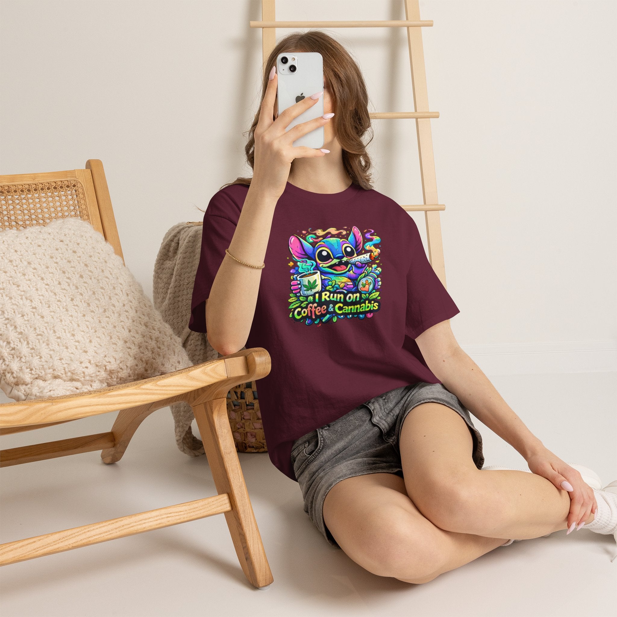 Coffee & Cannabis Tee — 'I Run on Coffee & Cannabis' Cute Stitch Graphic T-Shirt