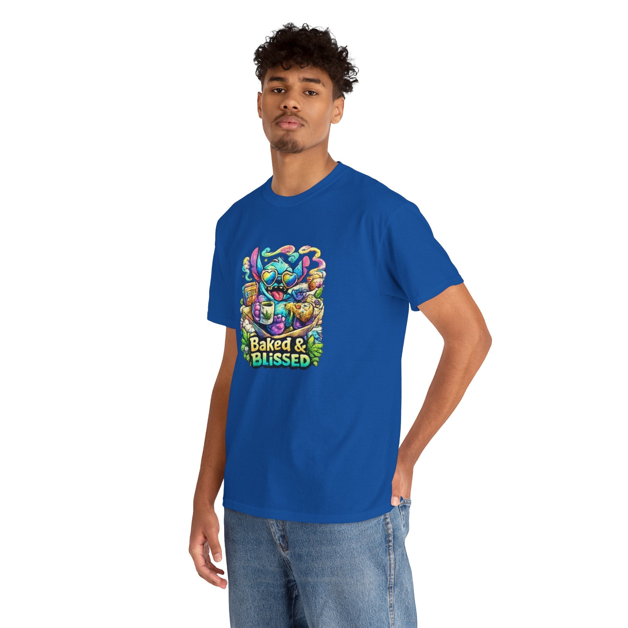 T-Shirt — Colorful 'Baked & Blissed' Cartoon Dessert Graphic Tee