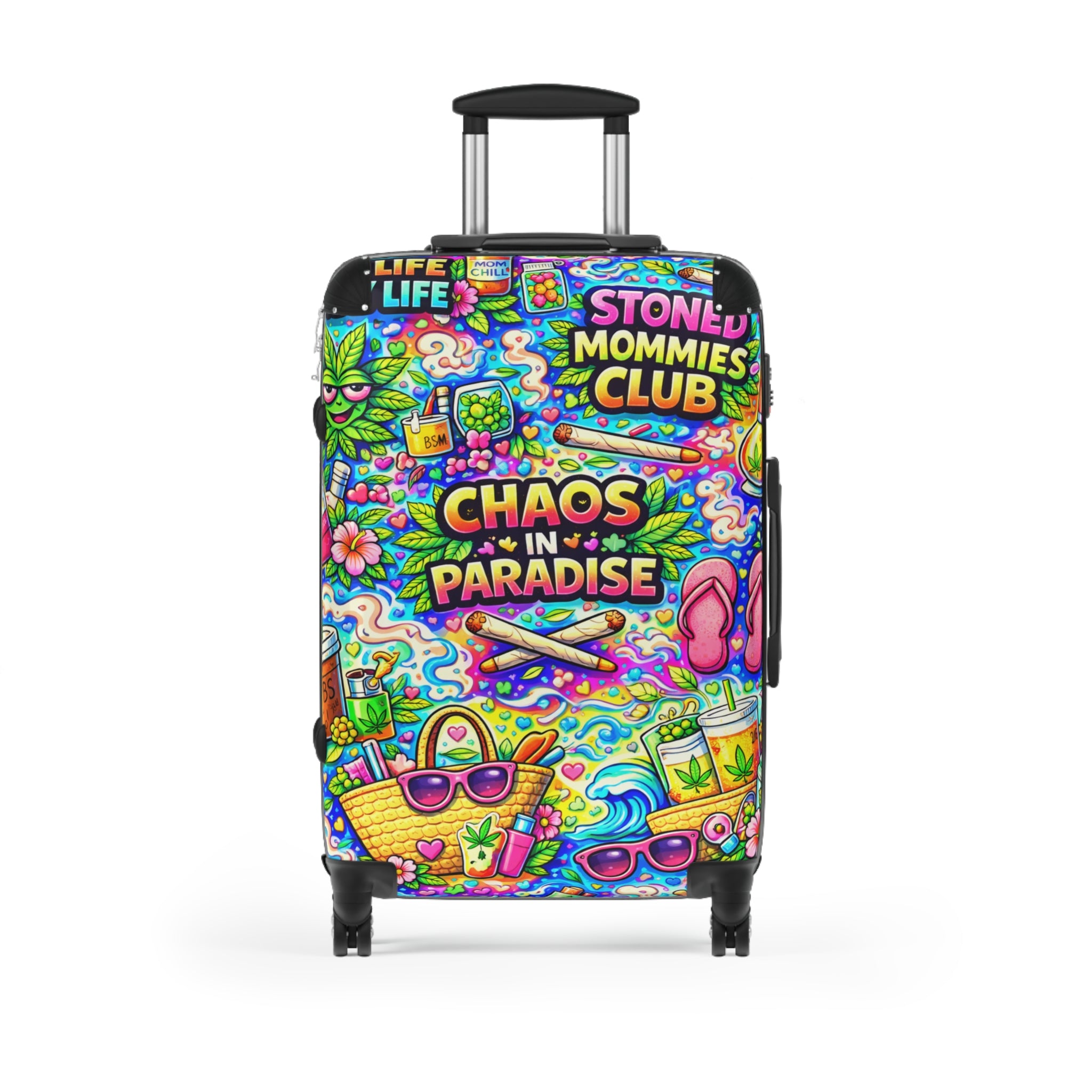 Chaos in Paradise Carry-On Suitcase — Colorful Stoner Mommies Club Travel Luggage