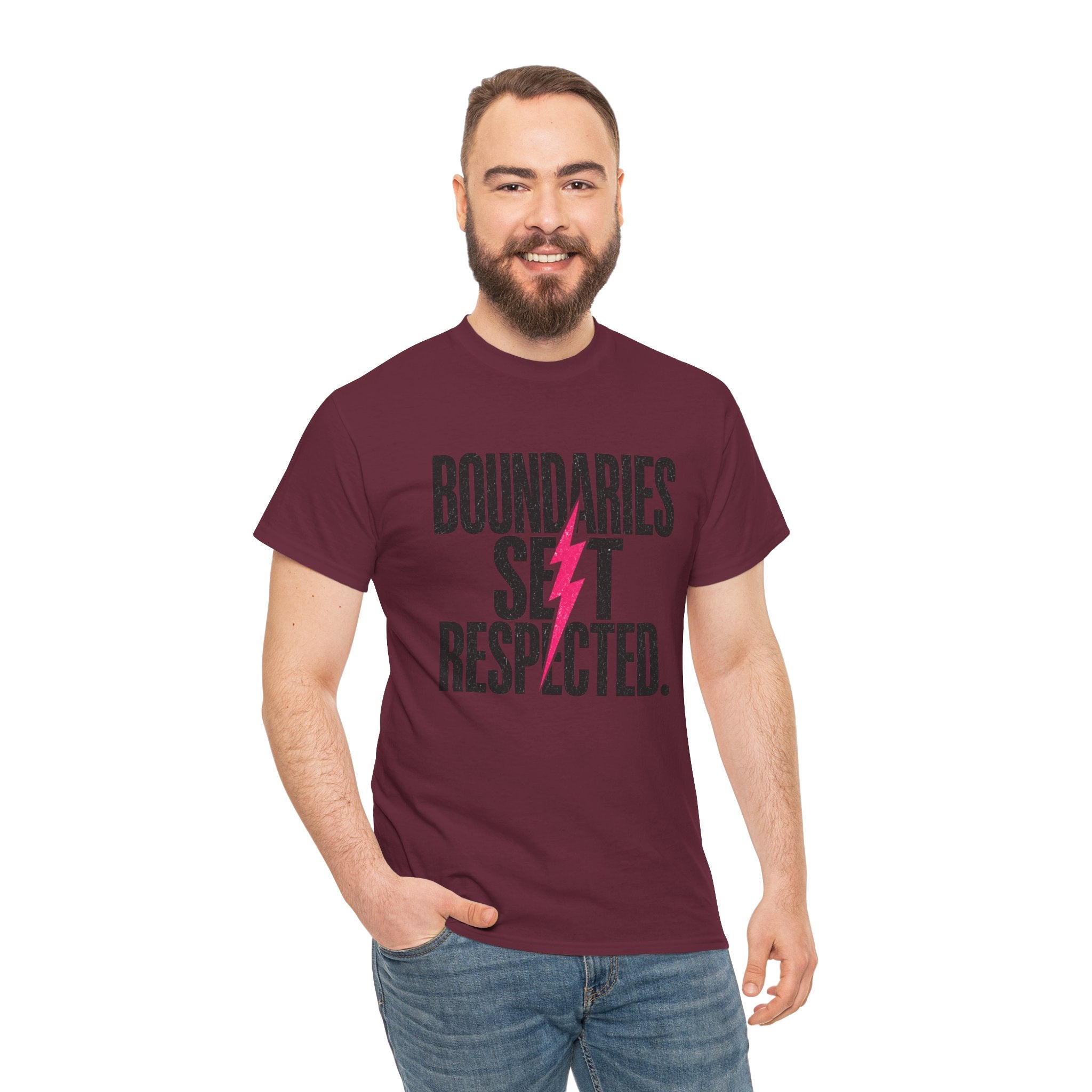 T-Shirt — "Boundaries Set. Respected." Lightning Bolt Graphic Tee