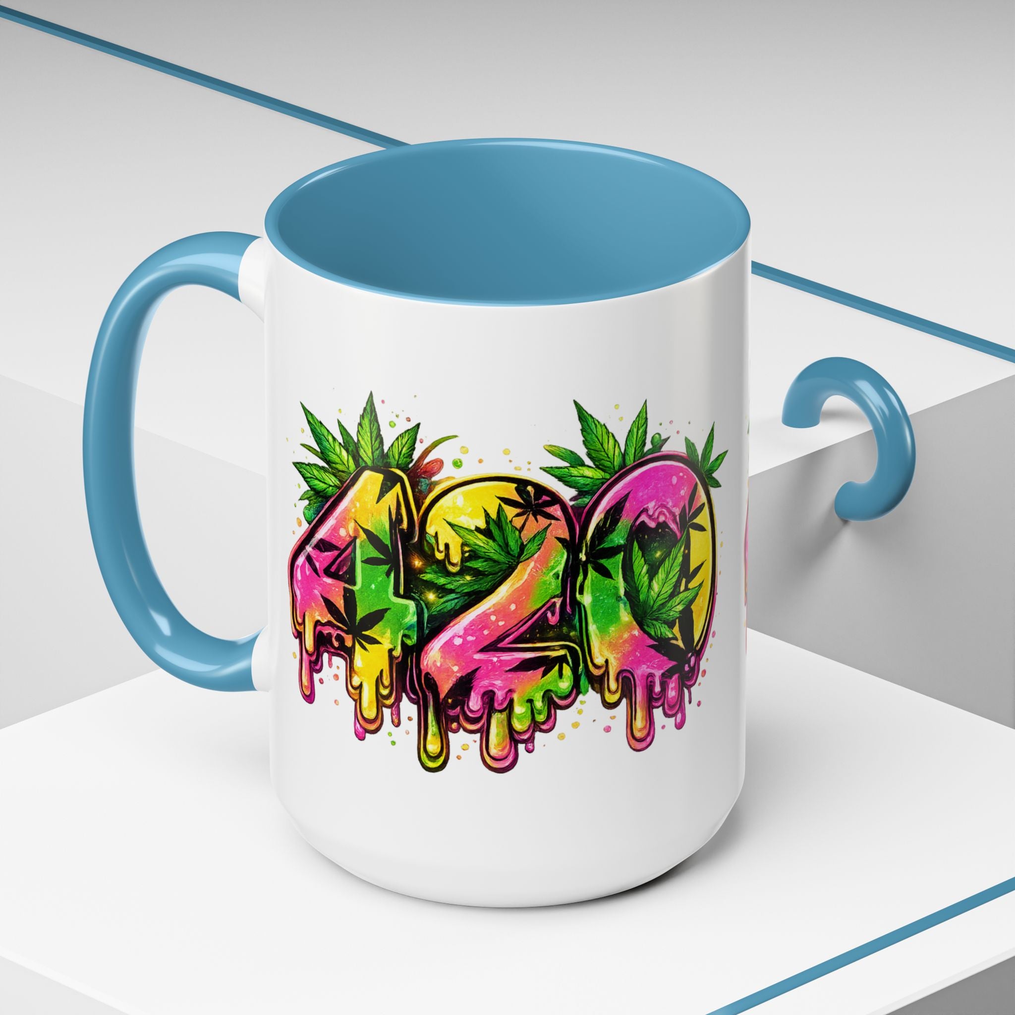 420 Drip Coffee Mug — Colorful Cannabis Stoner Art Accent Mug (11/15oz)