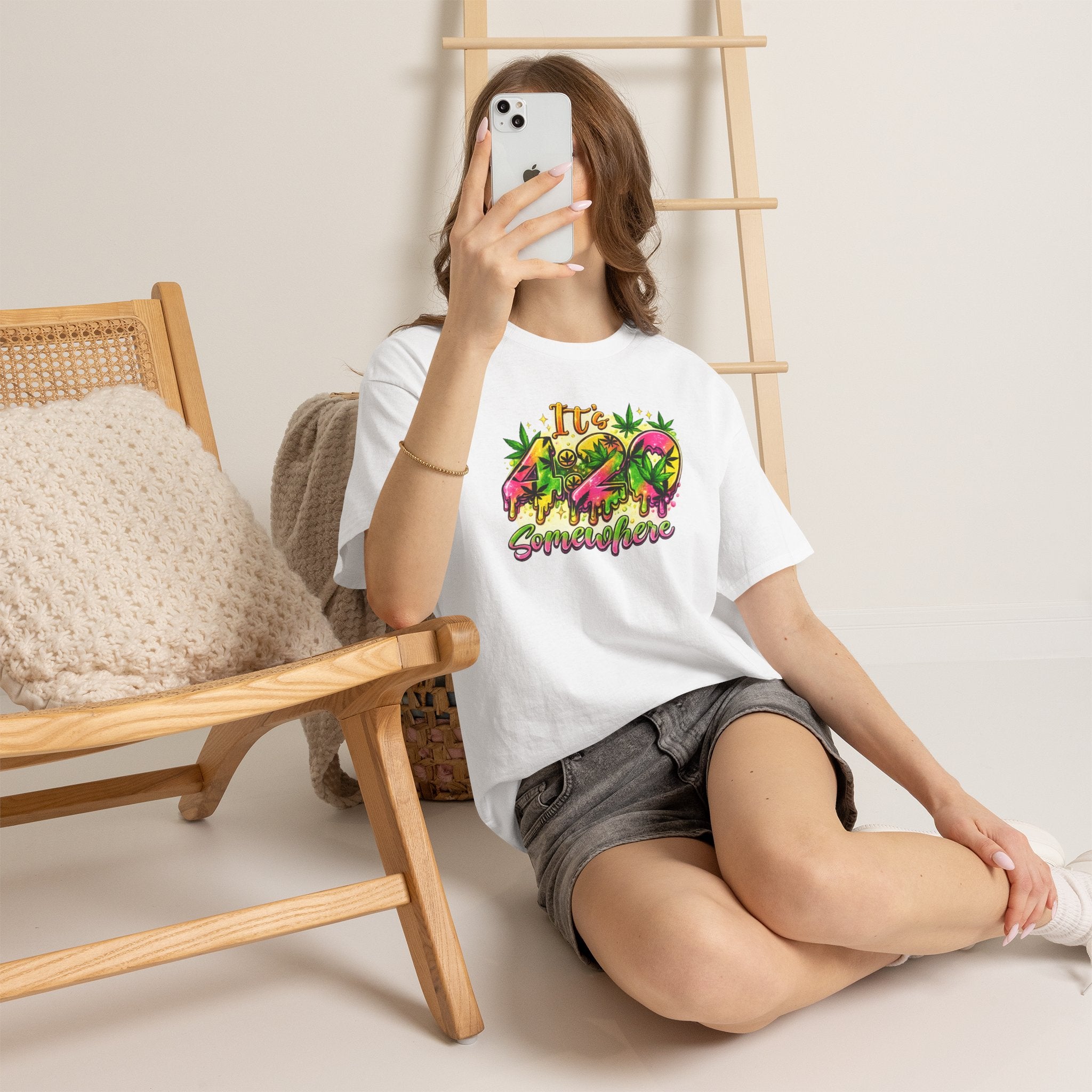 420 Somewhere T-Shirt — Retro Neon Cannabis Graphic Tee