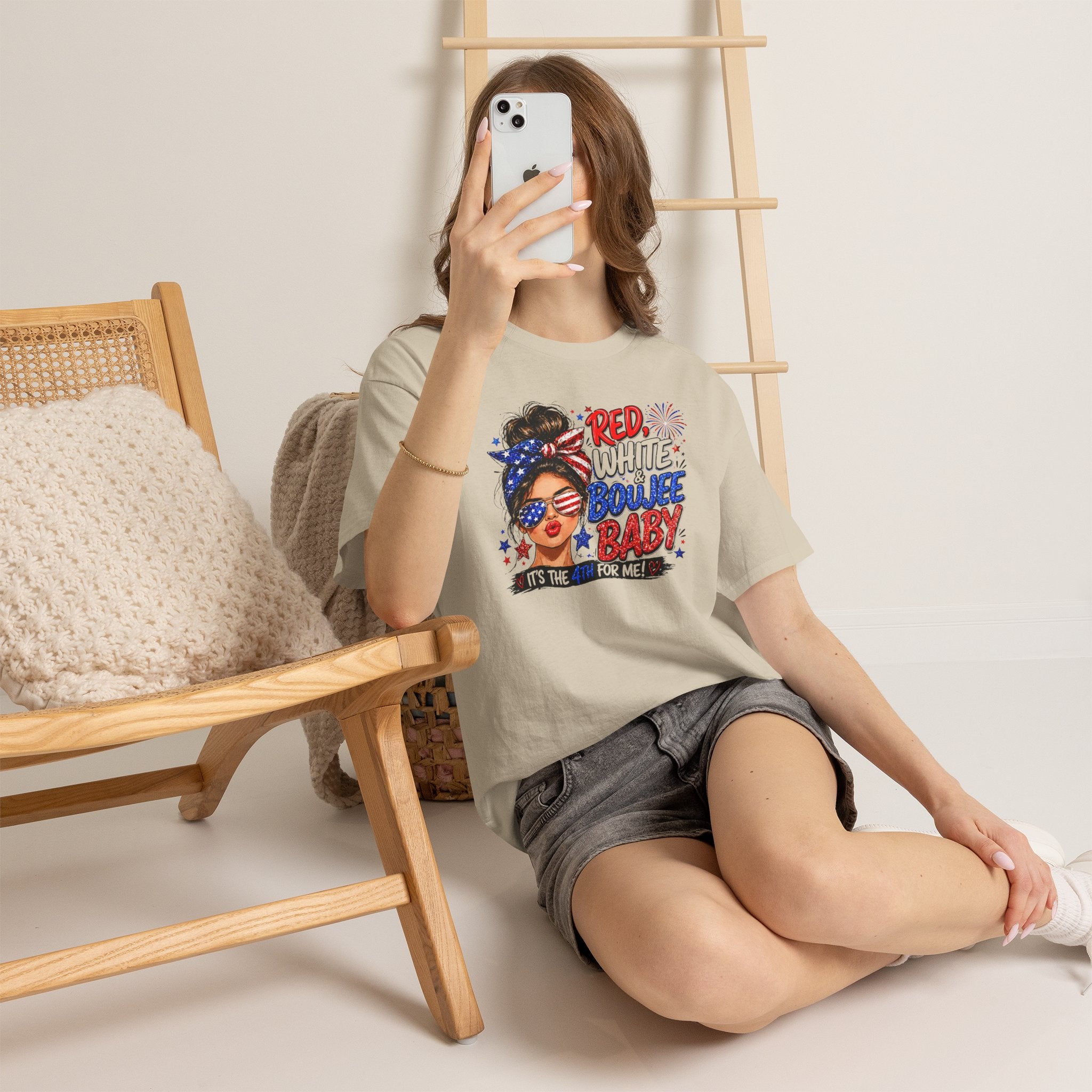 Patriotic 'Red White Boujee Baby' Tee – 4th of July Women's Graphic Shirt