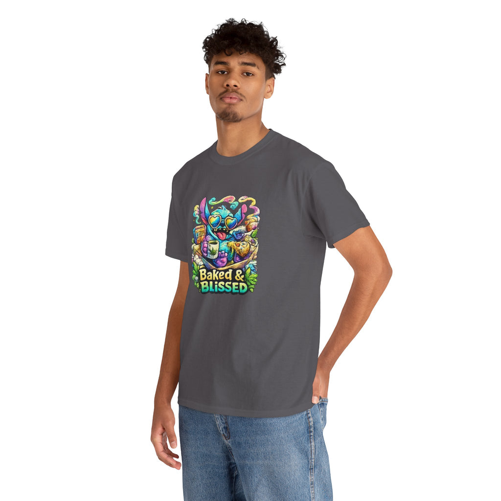 T-Shirt — Colorful 'Baked & Blissed' Cartoon Dessert Graphic Tee