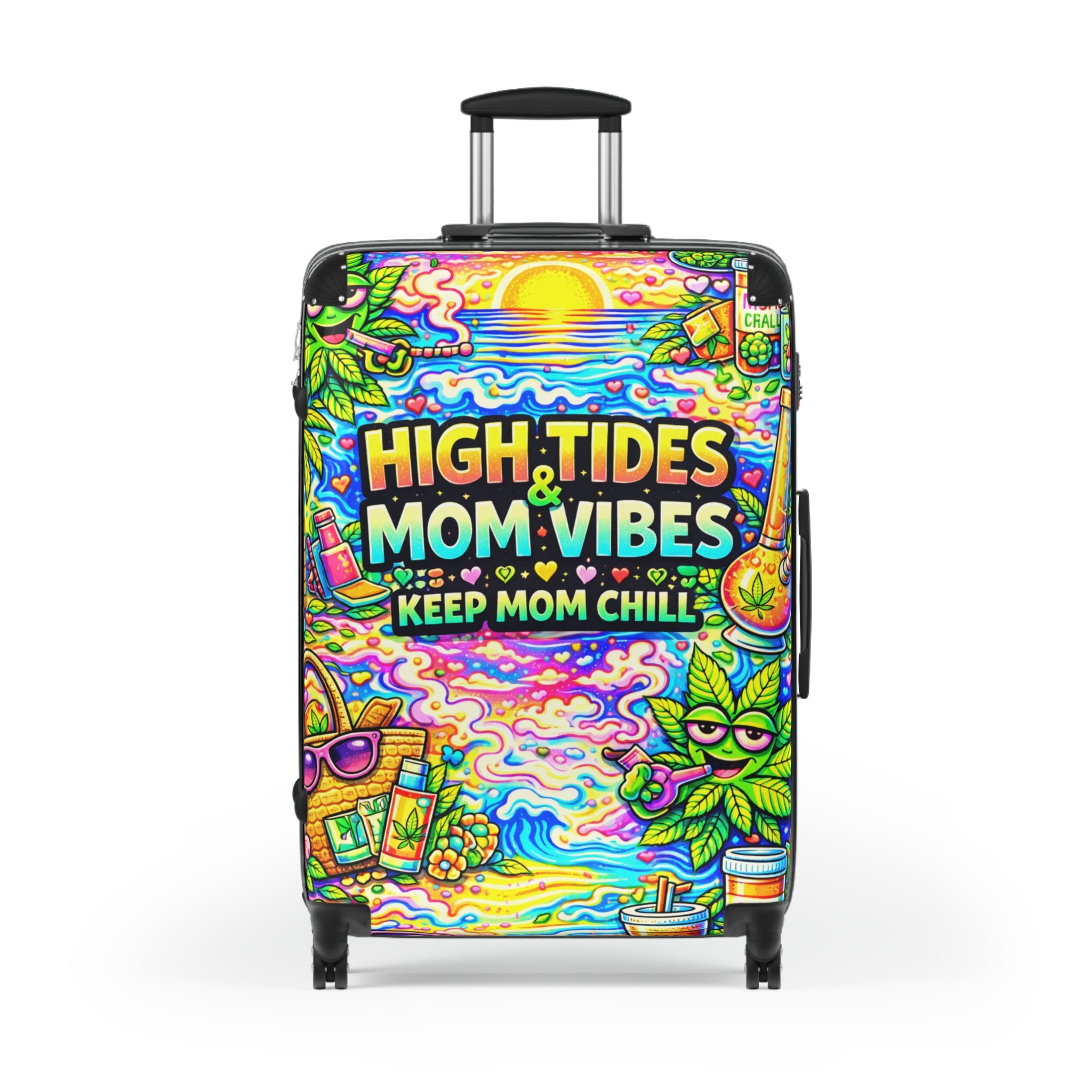 High Tides Mom Vibes Carry-On Suitcase — Keep Mom Chill Beach Travel Luggage
