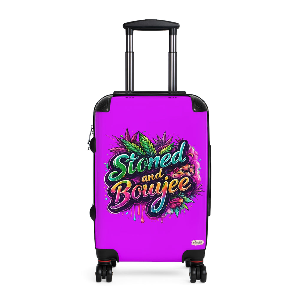 Stoned and Boujee Carry-On Suitcase – Colorful Cannabis Travel Luggage