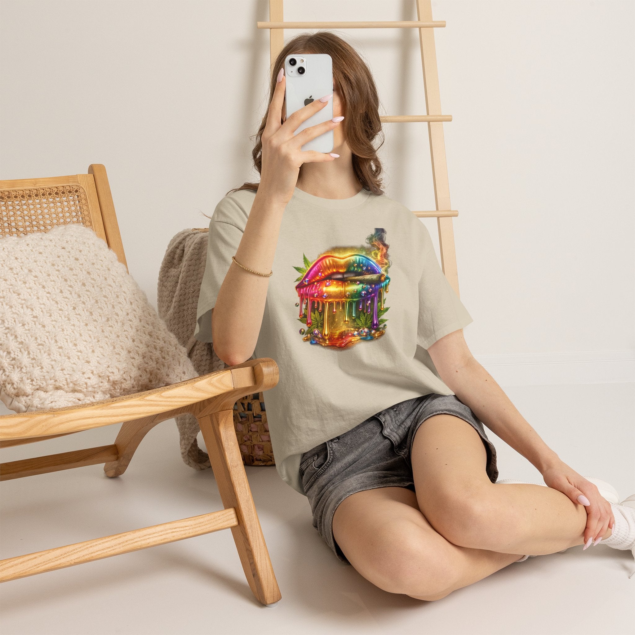 Rainbow Drip Lips T-Shirt — Neon Melting Lip Art Tee