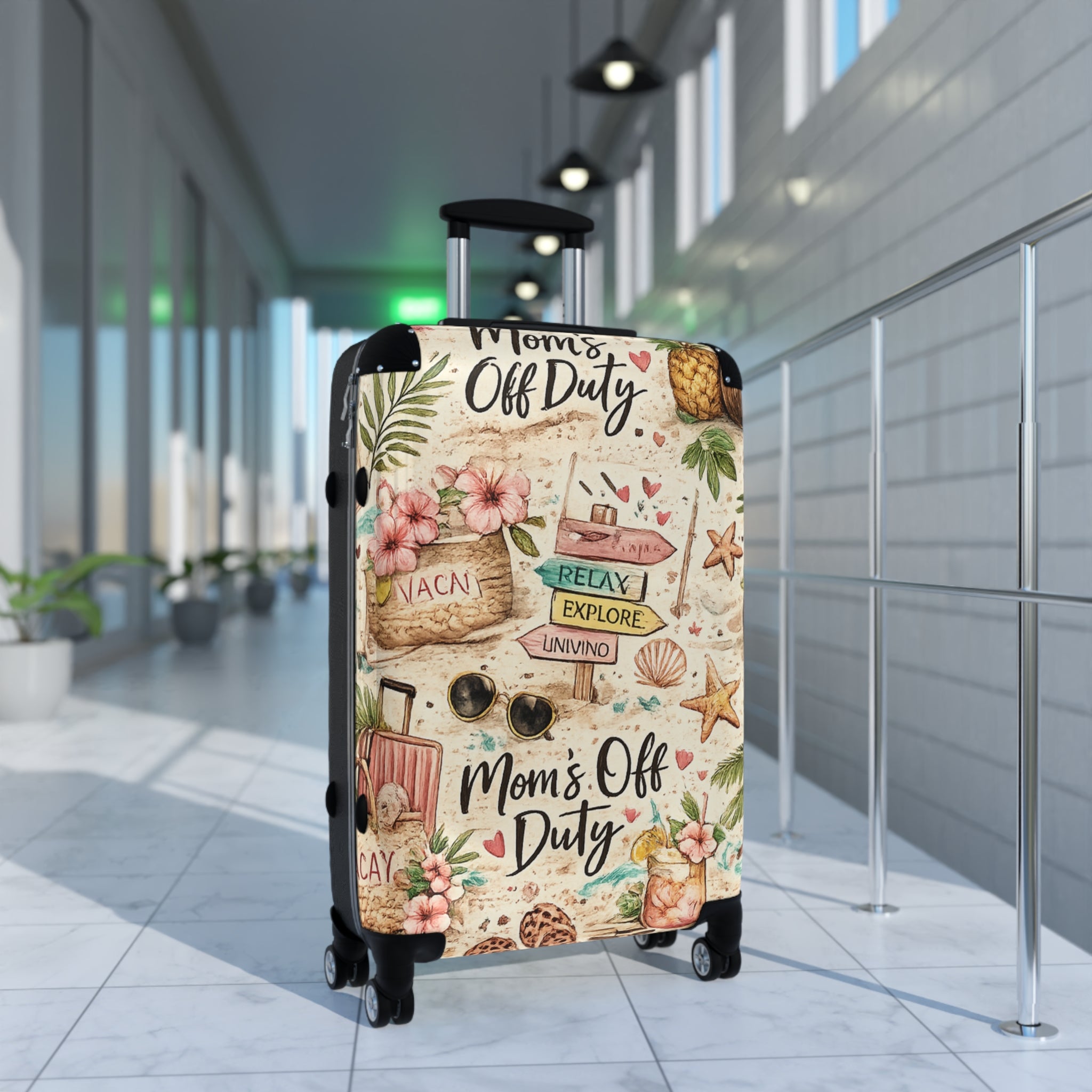 Carry-On Suitcase — "Mom's Off Duty" Beach Travel Luggage