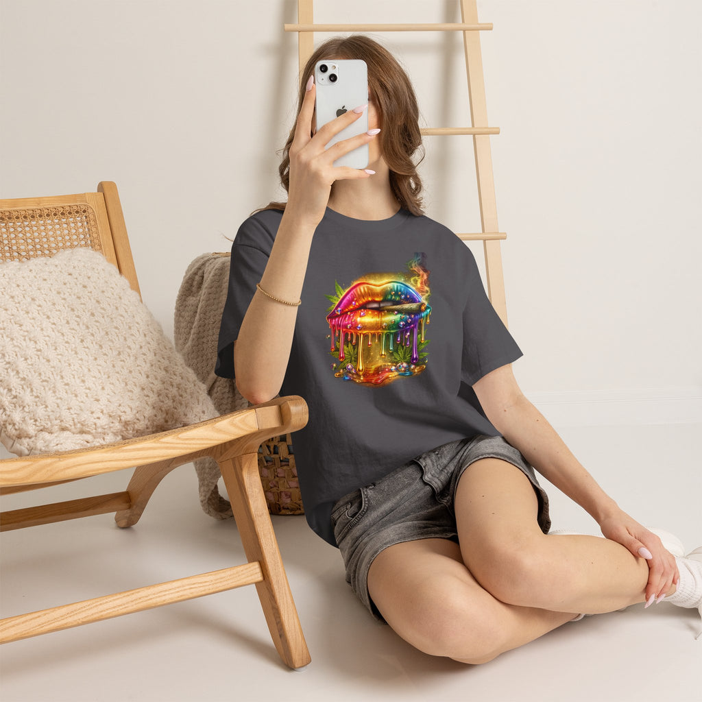 Rainbow Drip Lips T-Shirt — Neon Melting Lip Art Tee