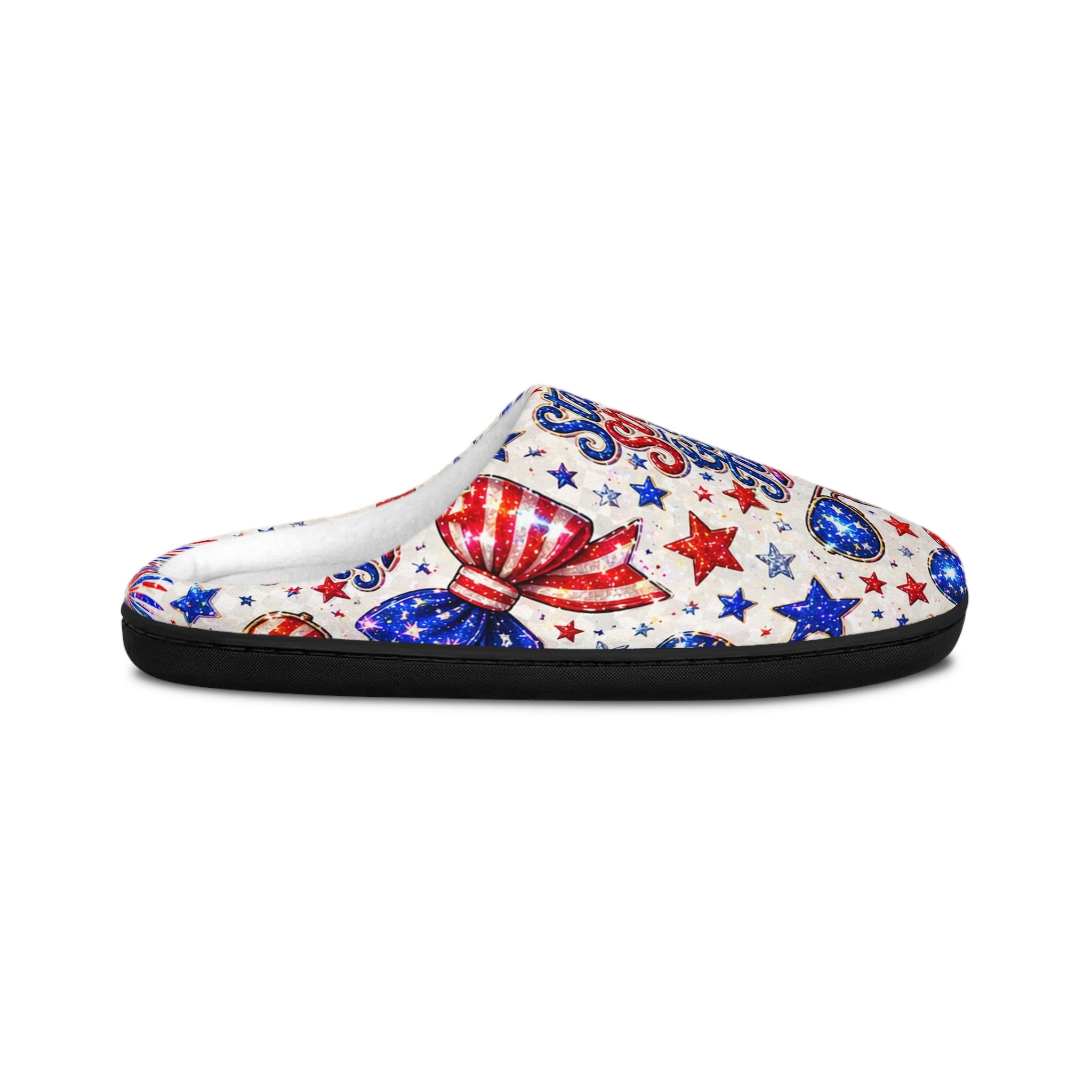 Patriotic 'Stars & Stripes' Women's Slippers — Red White Blue 4th of July Indoor Cozy House Shoes