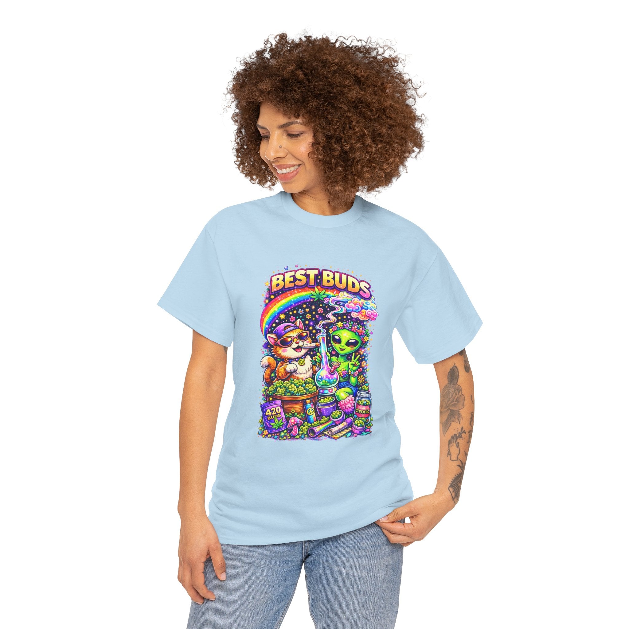 Graphic Tee — "Best Buds" Cute Alien & Mushroom Friends T-Shirt