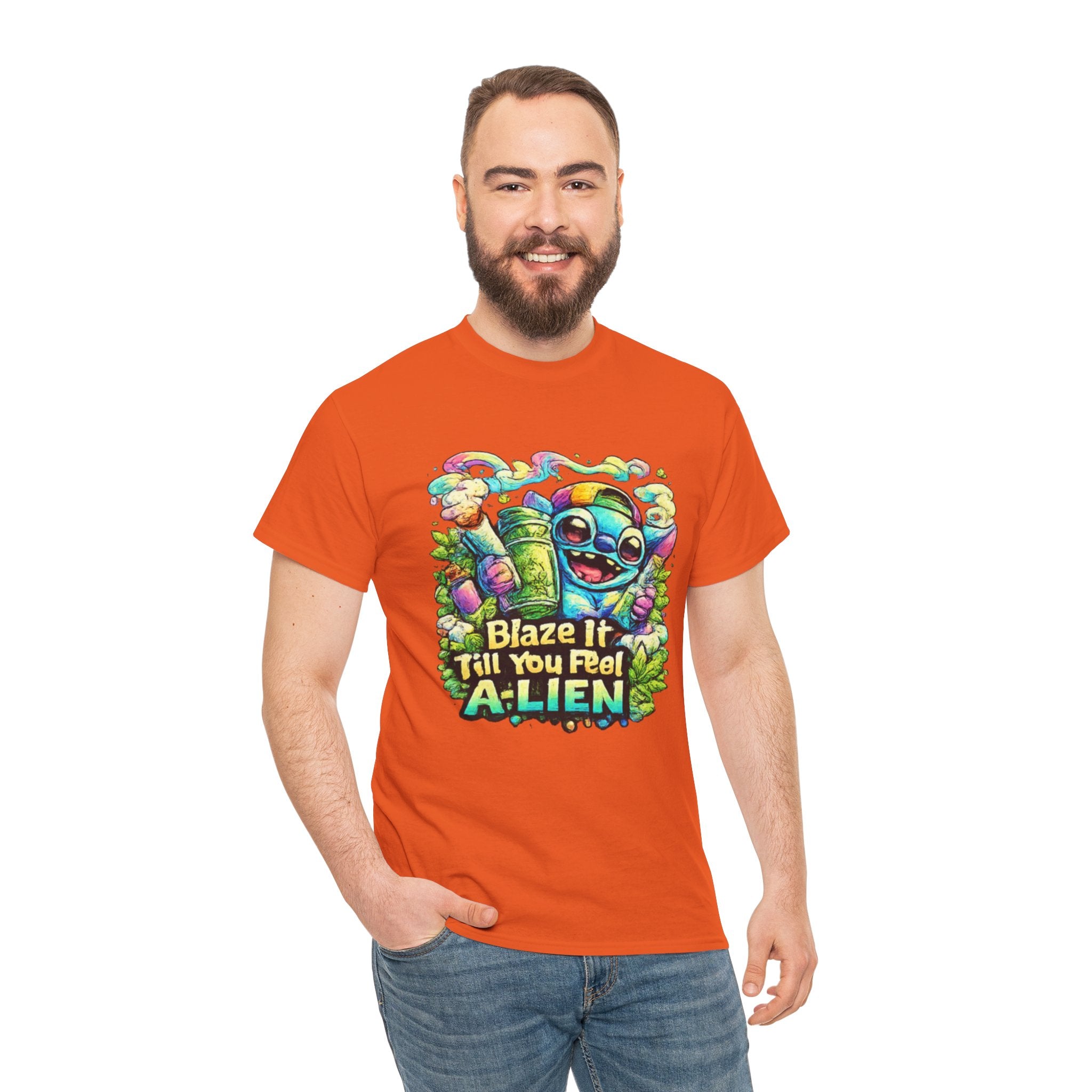 Alien Mushroom Graphic Tee - "Blaze It Till You’re A-LIEN" Psychedelic Cartoon Shirt