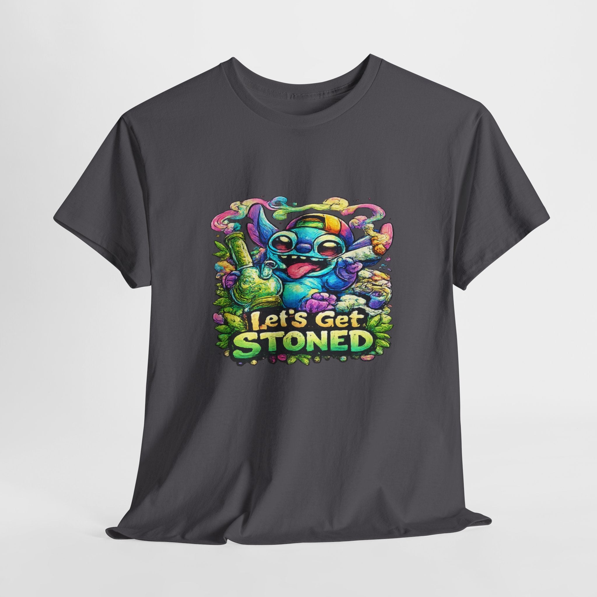 Let's Get Stoned T-Shirt — Colorful Trippy Alien Cannabis Tee