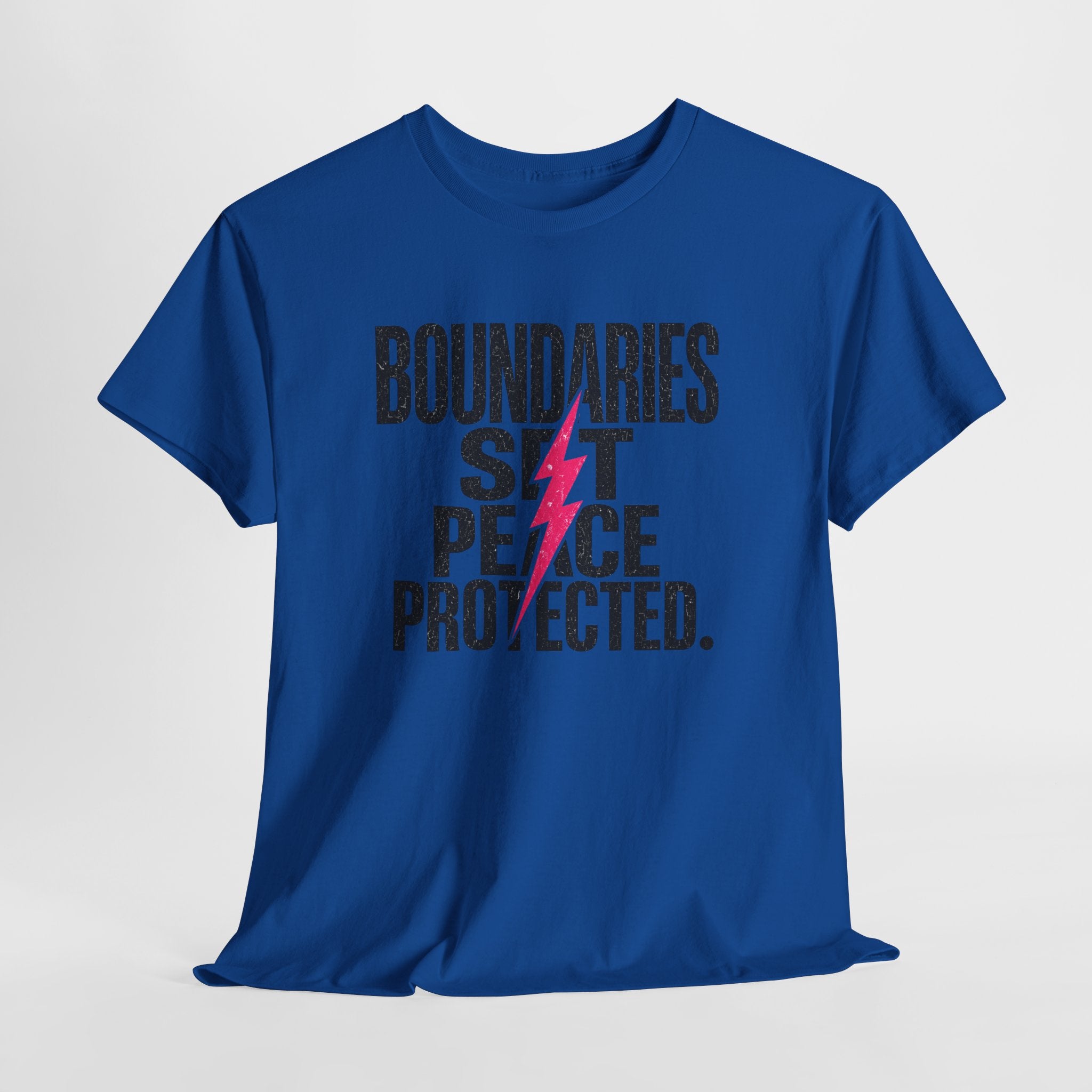 Boundaries Set, Peace Protected T-Shirt — Empowerment Tee with Lightning Bolt