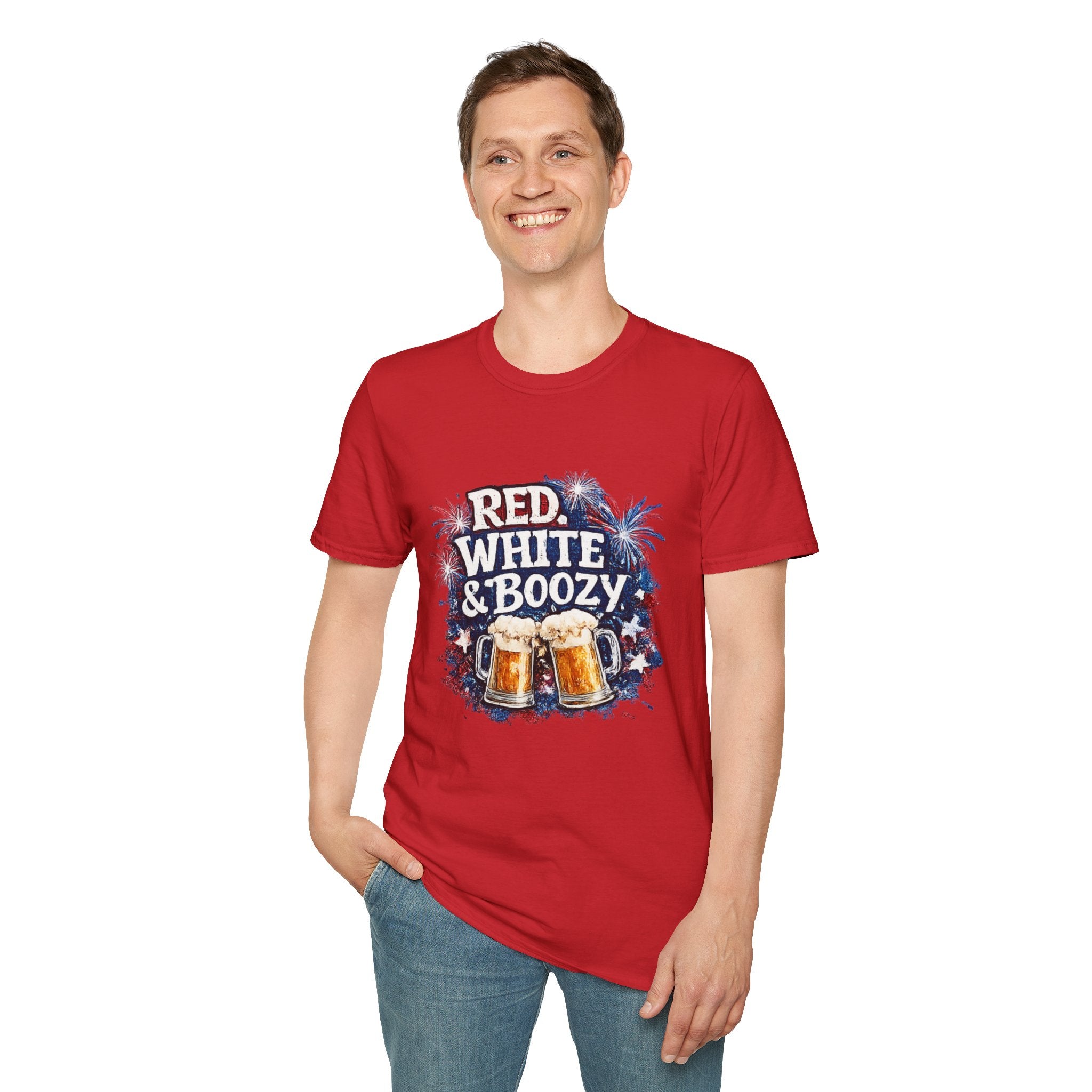Red, White & Boozy Beer T-Shirt — Patriotic 4th of July Party Tee