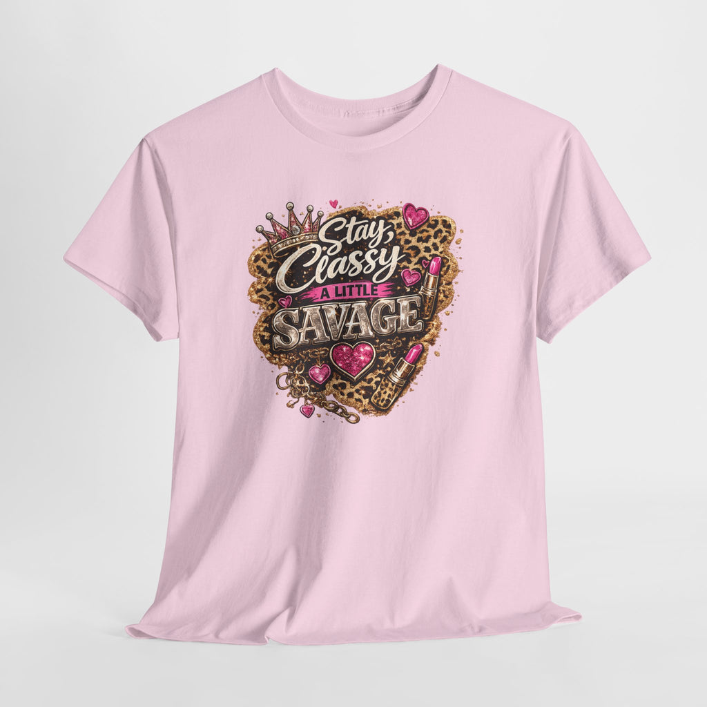 Stay Classy a Little Savage Tee — Leopard Heart Graphic T-Shirt