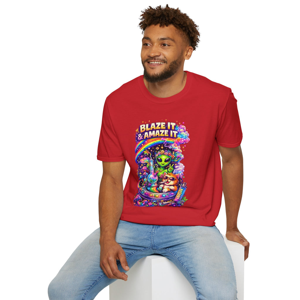Alien Rainbow Tee - "Blaze It & Amaze It" Psychedelic Graphic T-Shirt