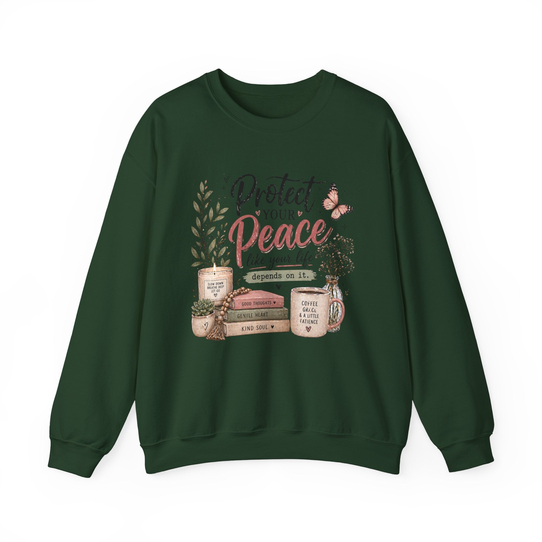 Protect Your Peace Crewneck Sweatshirt – Cozy Inspirational Quote Design