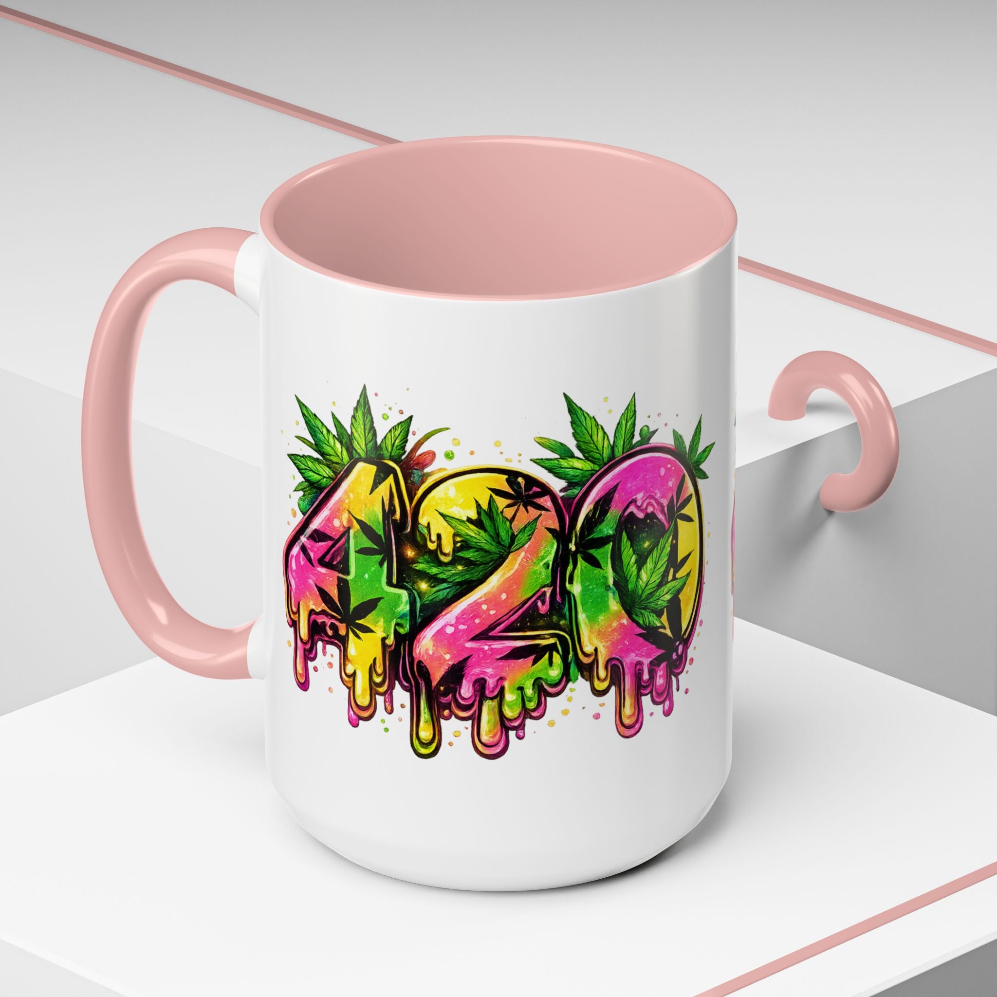 420 Drip Coffee Mug — Colorful Cannabis Stoner Art Accent Mug (11/15oz)
